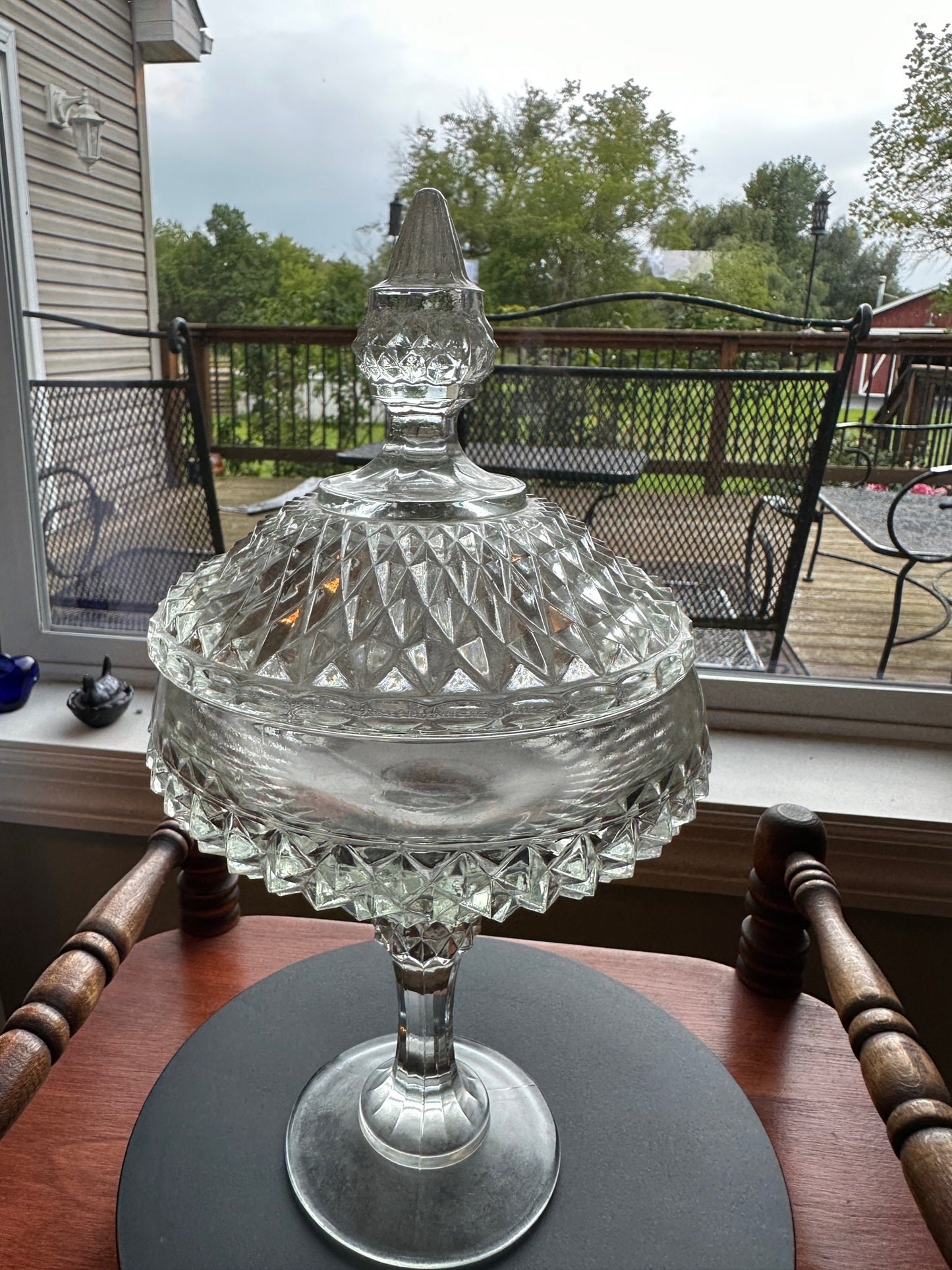 Antique Crystal Cut Glass Compote with Top Lid Crystal Glass Art Lover Antiques and Vintage