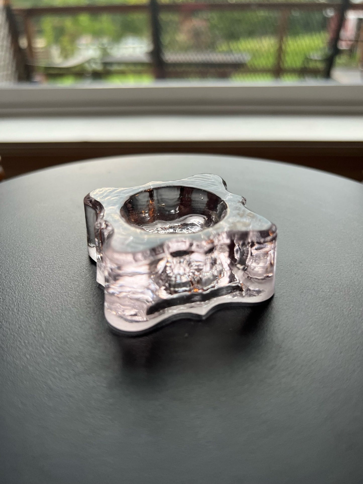 Vintage Pink Alexandrite Salt Dish, Salt Cellar, Pink Glass, Small Dish, Hand Pressed Figurines Lover Antiques