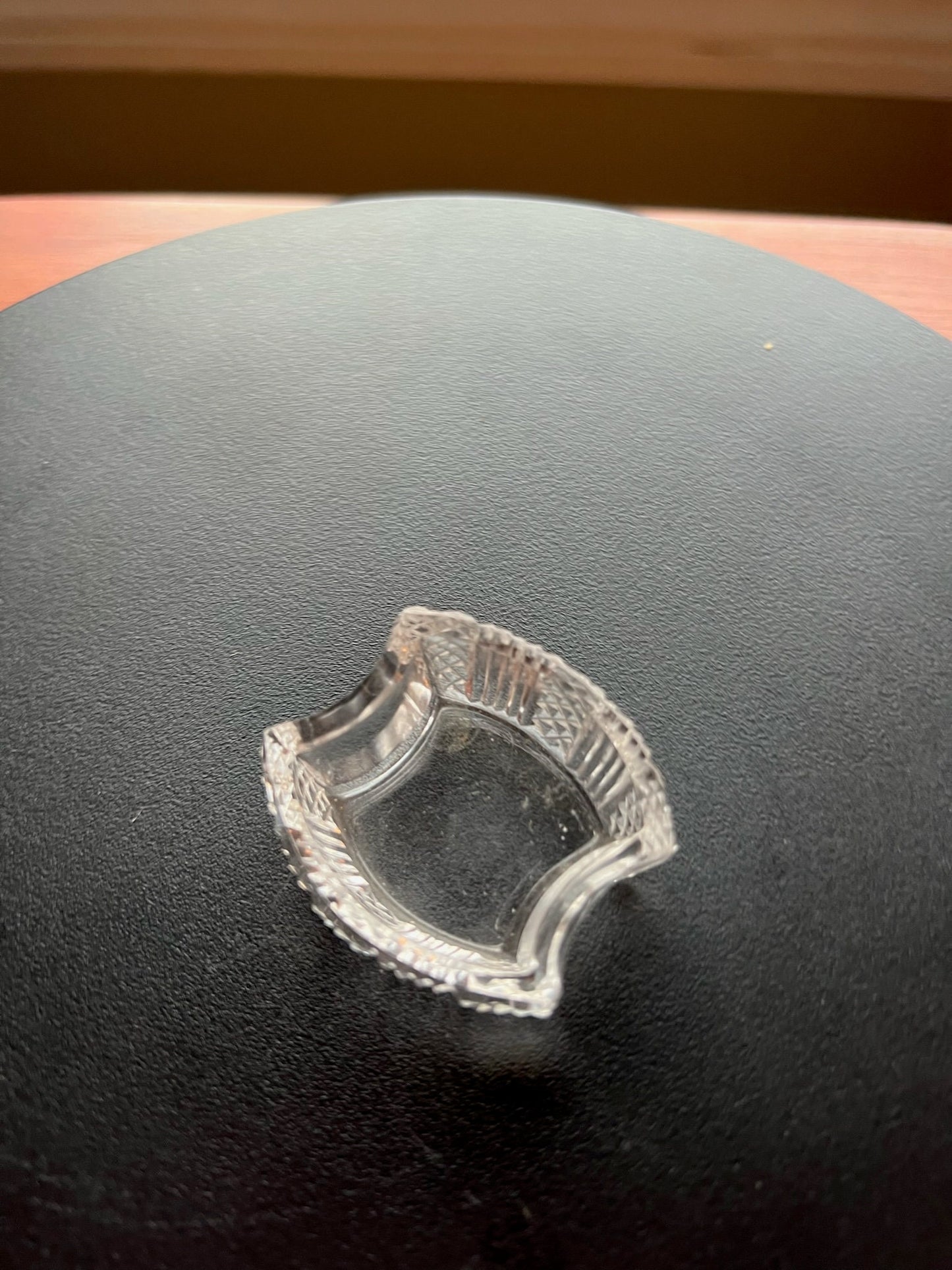 Vintage Cut Crystal Glass Salt Dish, Scalloped Mini Cut Glass Figurine, Toothpick Holder, Salt Cellar Container Lover Antiques and Vintage
