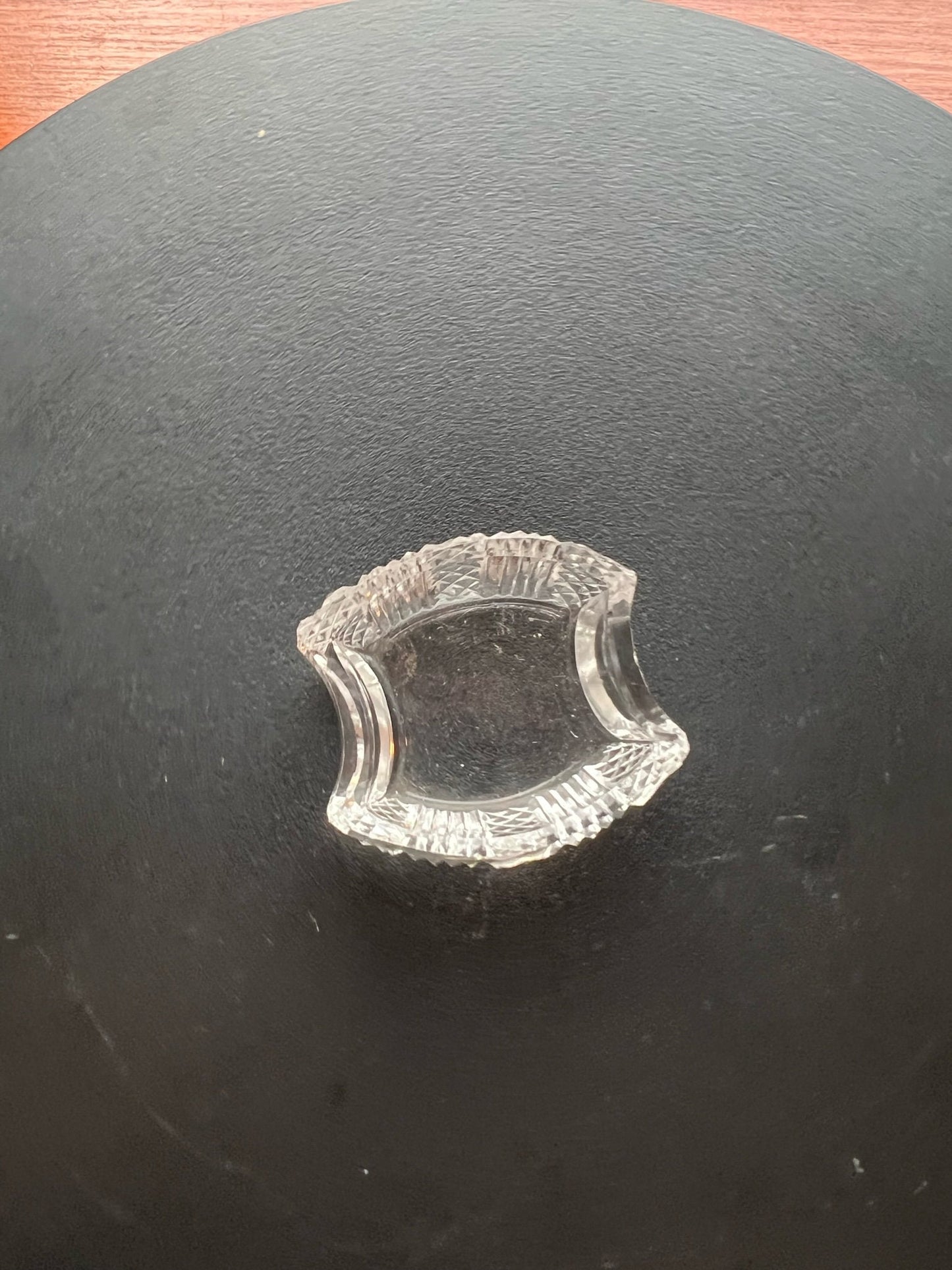 Vintage Cut Crystal Glass Salt Dish, Scalloped Mini Cut Glass Figurine, Toothpick Holder, Salt Cellar Container Lover Antiques and Vintage
