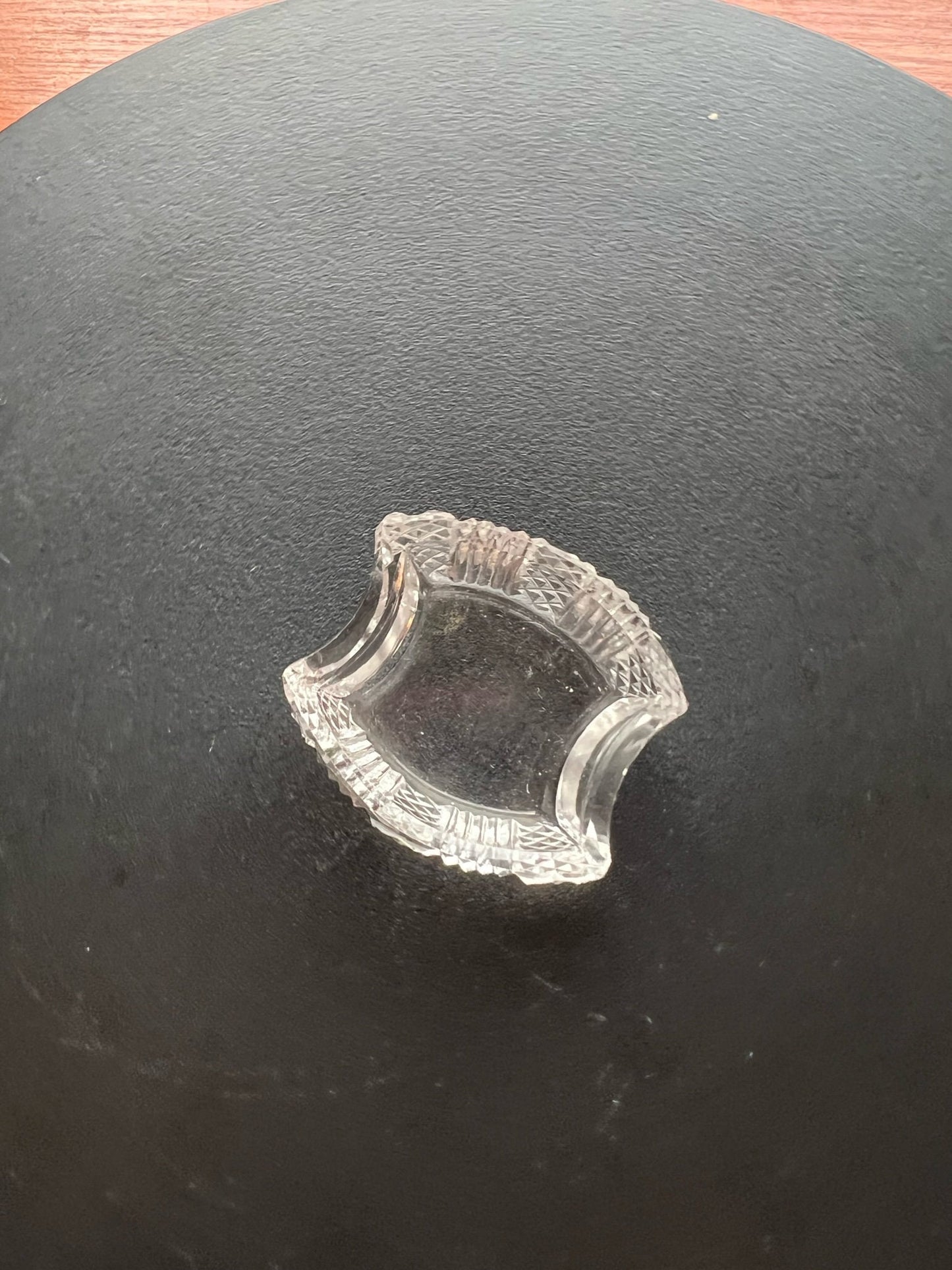 Vintage Cut Crystal Glass Salt Dish, Scalloped Mini Cut Glass Figurine, Toothpick Holder, Salt Cellar Container Lover Antiques and Vintage