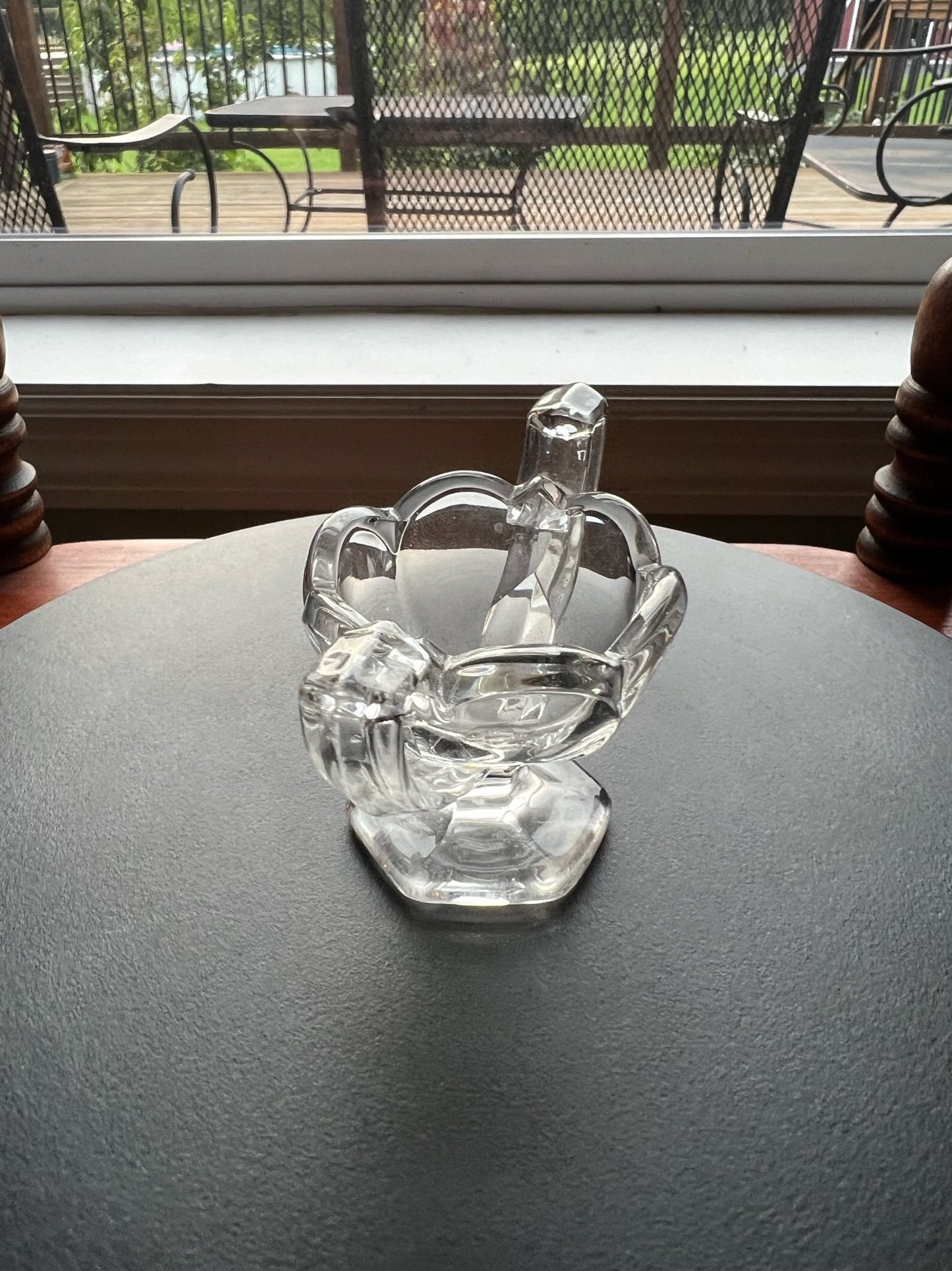 Vintage Cut Crystal Glass Trophy Salt Dish, Mini Cut Glass Figurine, Toothpick Holder, Salt Cellar, Small Container Lover Antiques Vintage