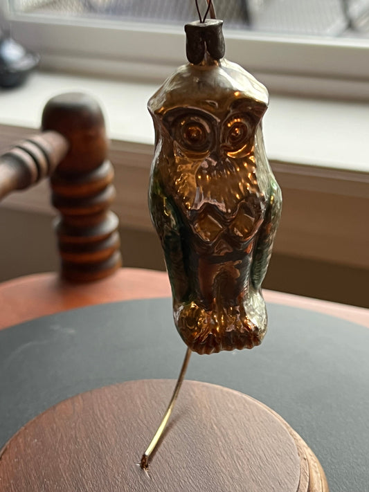 Antique Owl Ornament Made in Germany Hand Blown Glass Owl Christmas Holiday Lover Antiques and Vintage
