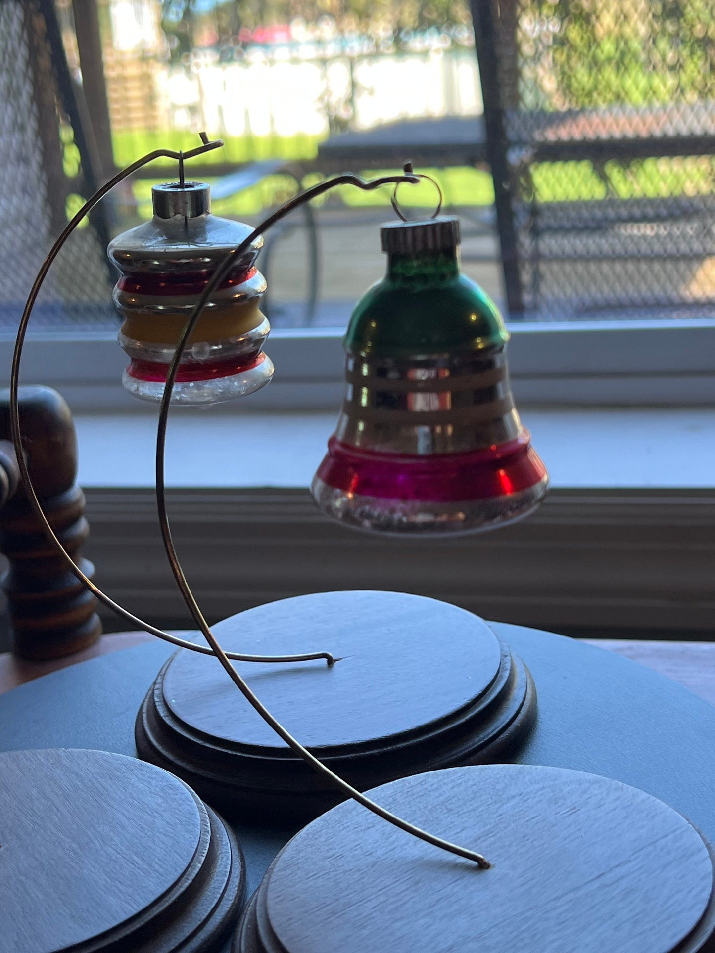 Vintage Shiny Brite Collection of 3 Ornaments 2 Lanters and 1 Bell Circa 1940’s Lover Antiques and Vintage
