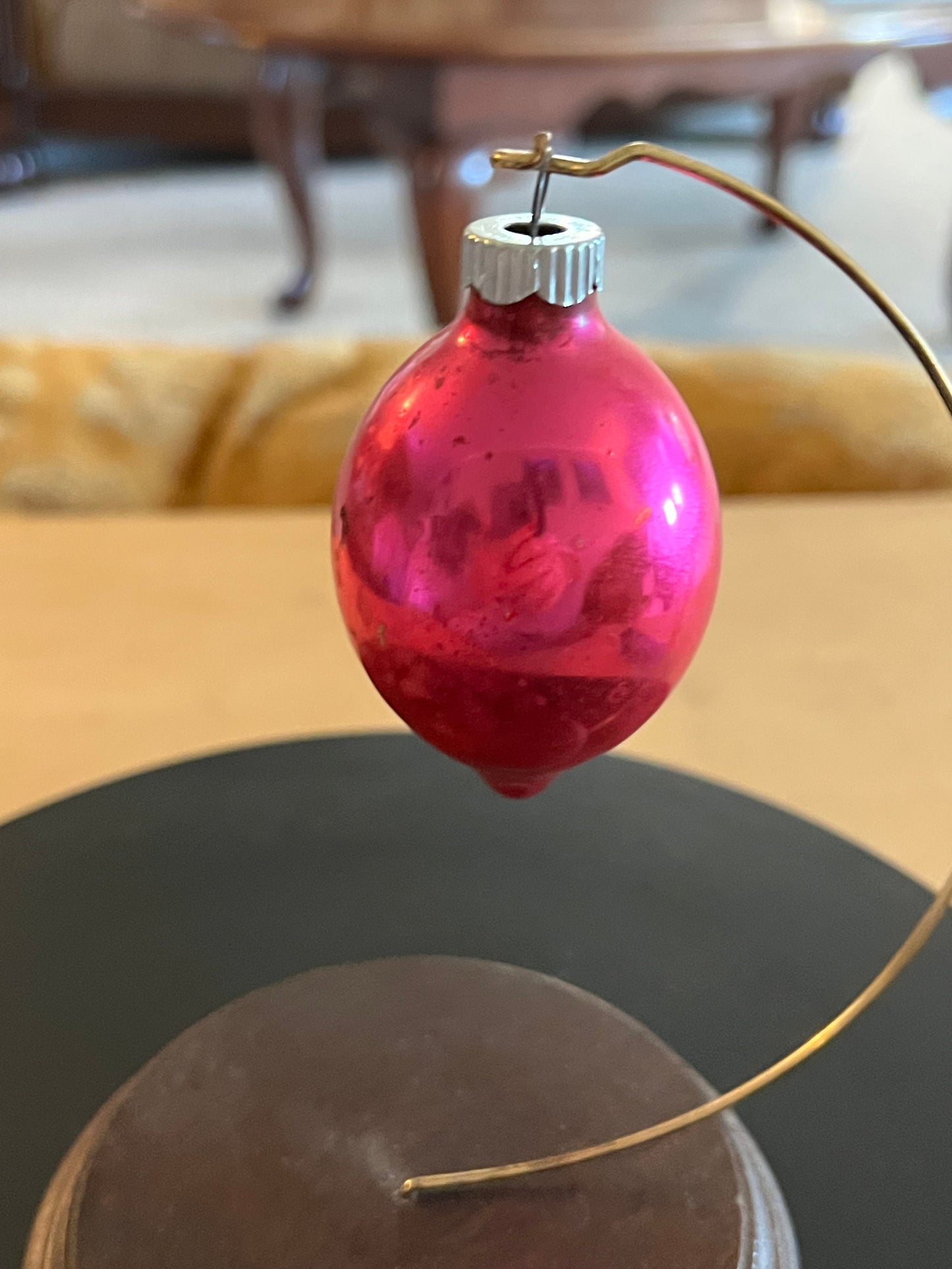 Vintage Shiny Brite Teardrop Ornament, Pink Ornament, Circa 1940’s Lover Antiques and Vintage
