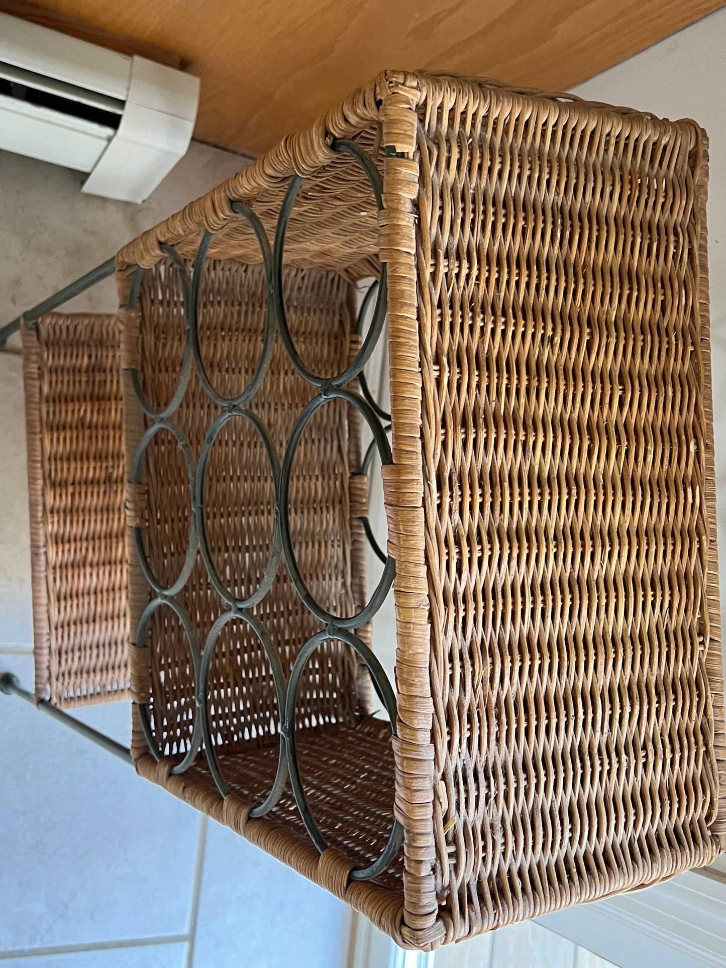 Wine Rack Made of Wicker and Metal Wine Holder Wine Holder Wine Rack Lover Antiques and Vintage