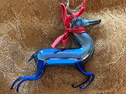 Vintage Purple/Blue Reindeer Hand Blown Glass Ornament Made in Germany Collectible Ornaments Rudolph the Red Nosed Reindeer Lover Antiques