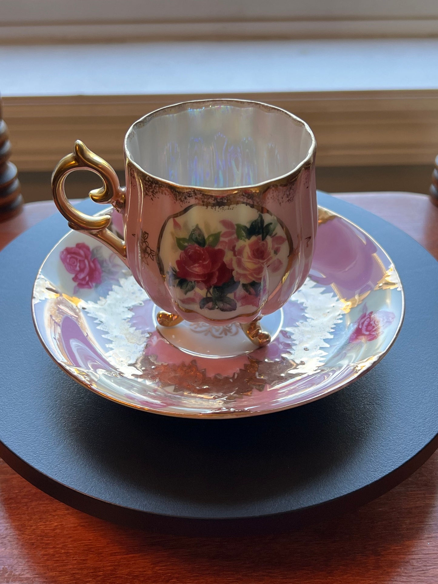 Vintage Rose and Gold Shafford Bone China Hand Painted Tea Cup and Saucer Lover Antiques and Vintage