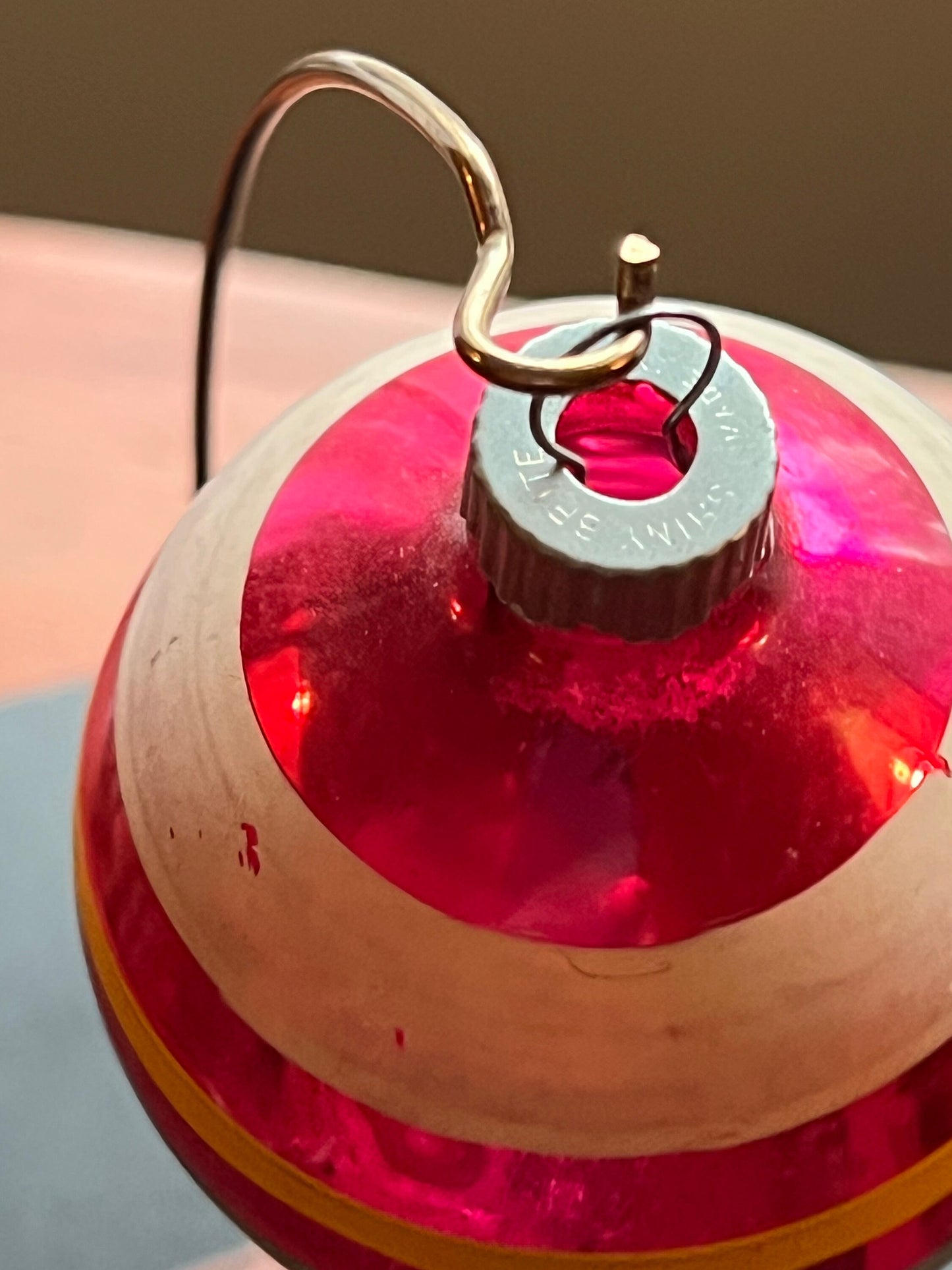 Vintage Shiny Brite Striped Ball Ornament Circle Circa 1940’s Lover Antiques and Vintage