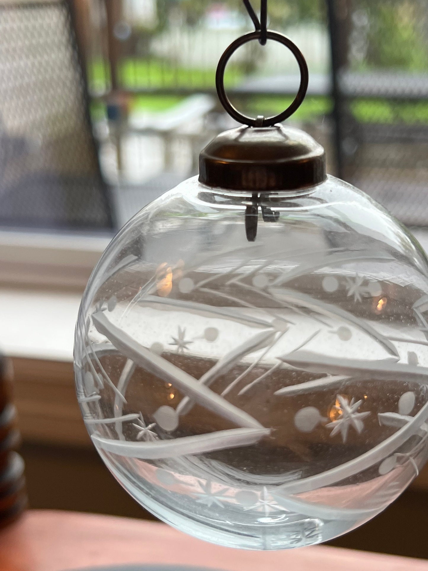 Vintage Etched Glass Ornament Made in India Holiday Christmas Ornaments heavy glass art Star of David