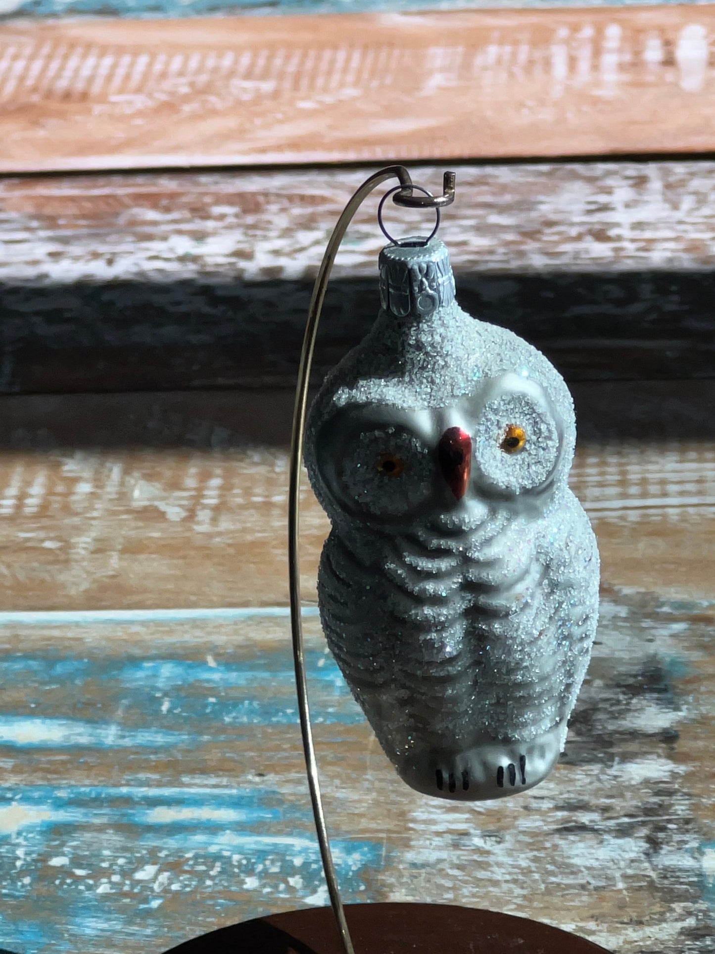 Vintage Owl Ornament, White Owl, Hand Blown Glass Christmas Holiday Retired Ornaments Lover Antiques and Vintage
