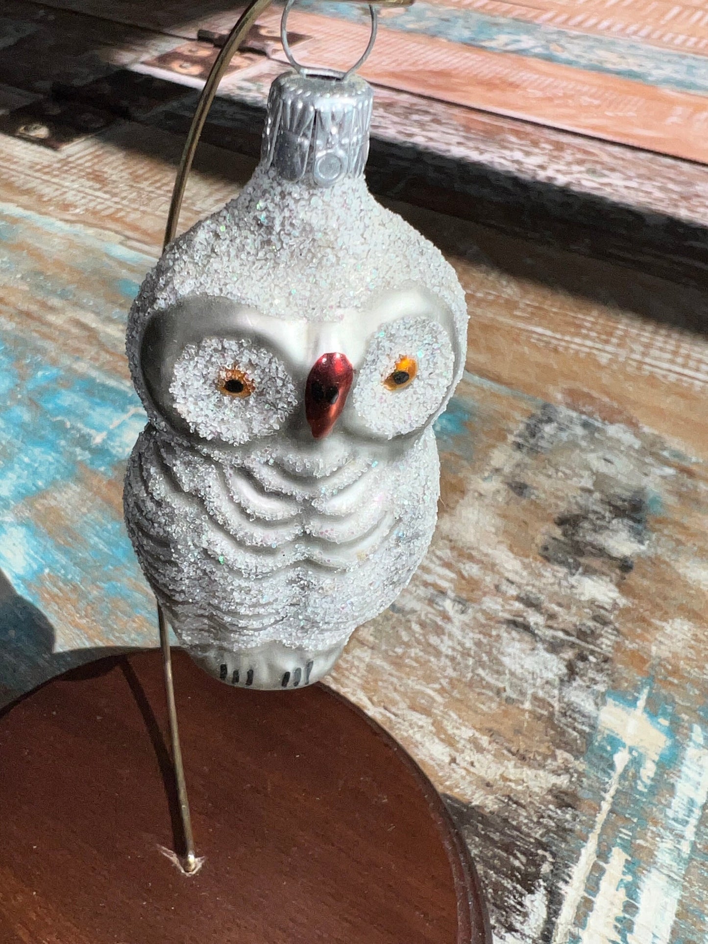 Vintage Owl Ornament, White Owl, Hand Blown Glass Christmas Holiday Retired Ornaments Lover Antiques and Vintage