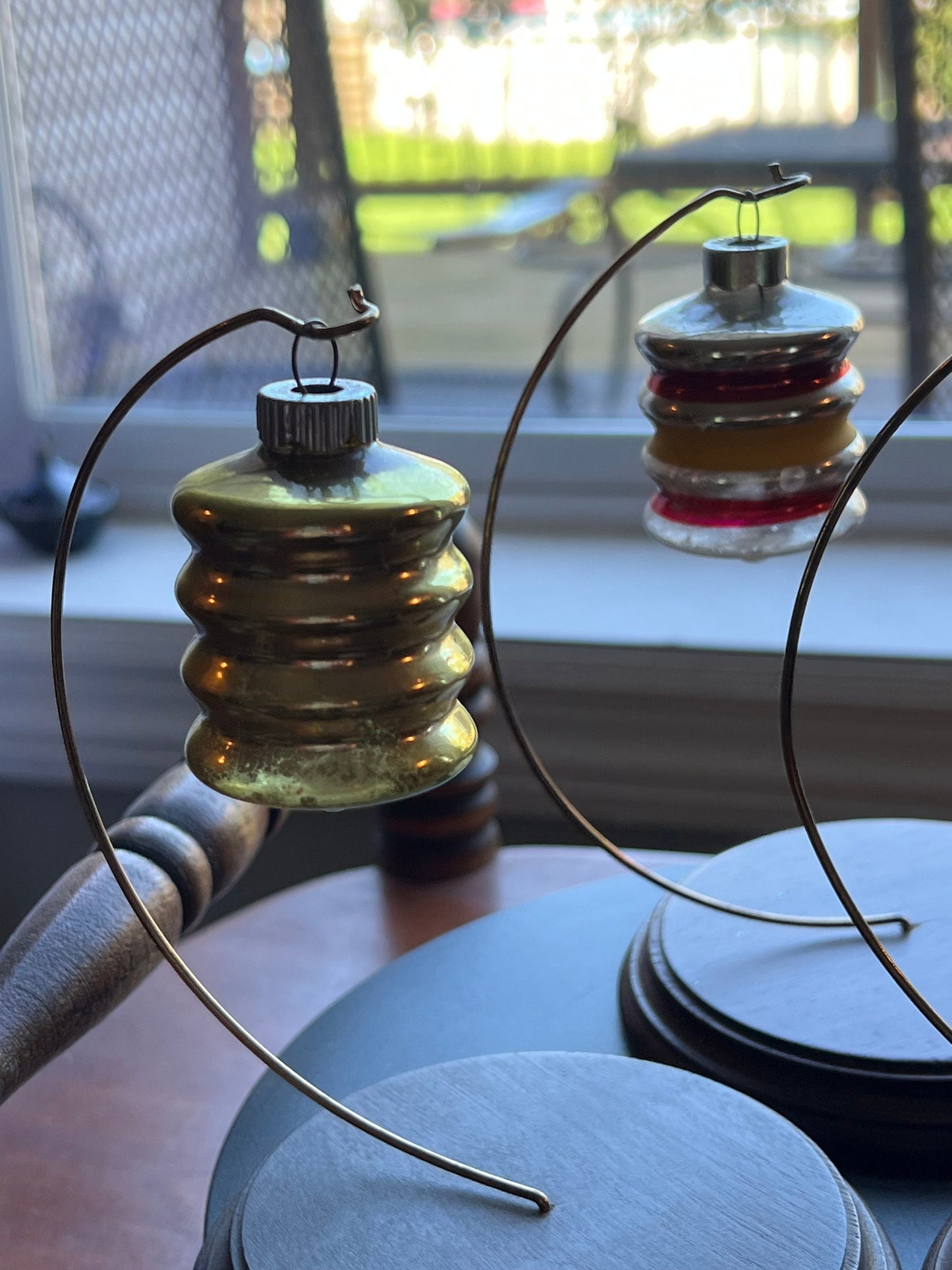 Vintage Shiny Brite Collection of 3 Ornaments 2 Lanters and 1 Bell Circa 1940’s Lover Antiques and Vintage