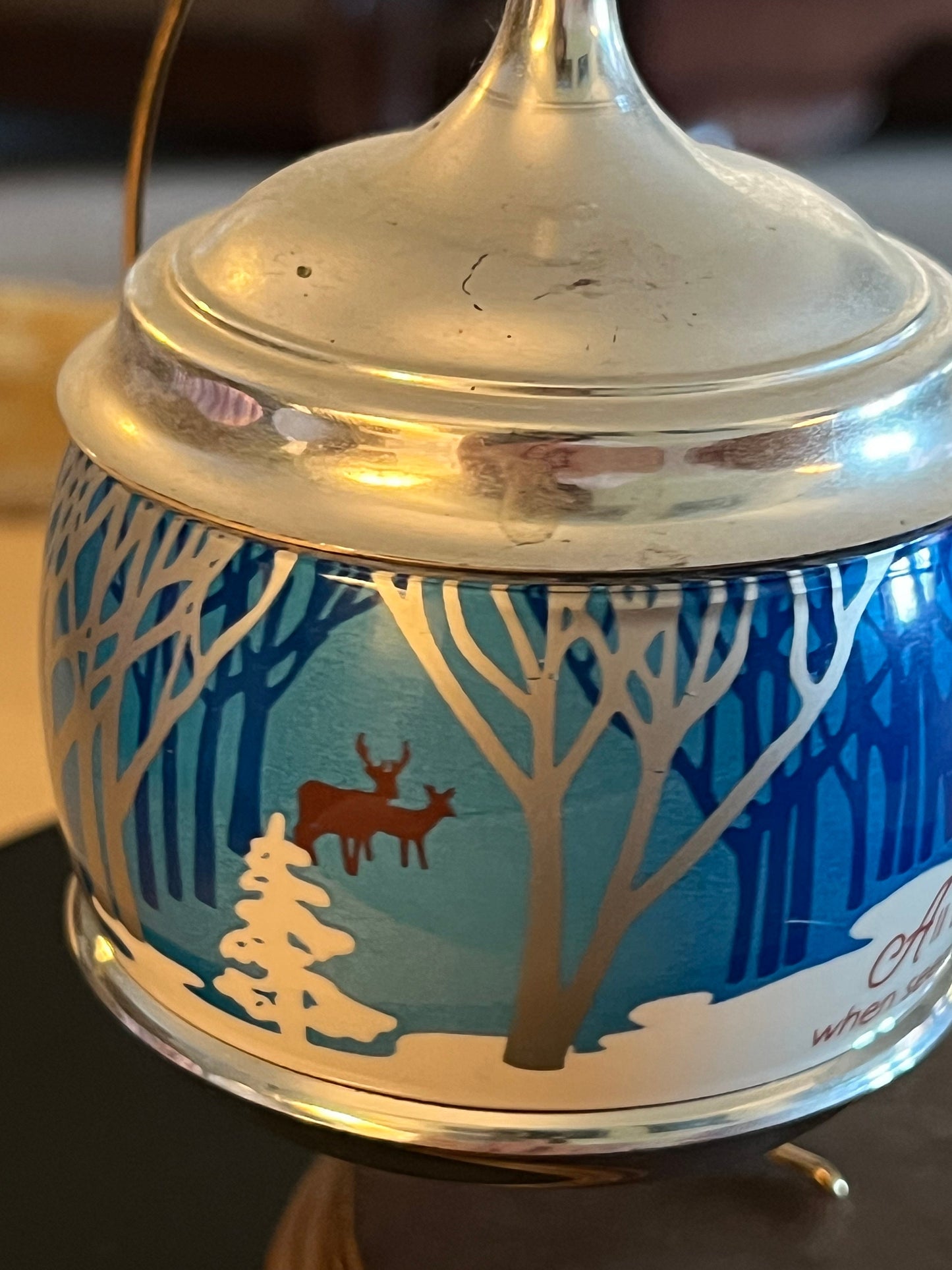 Vintage Hallmark 1983 First Christmas Together Ornament, Holiday Chrome Ball, Winter Holiday Scene, Lover Antiques and Vintage