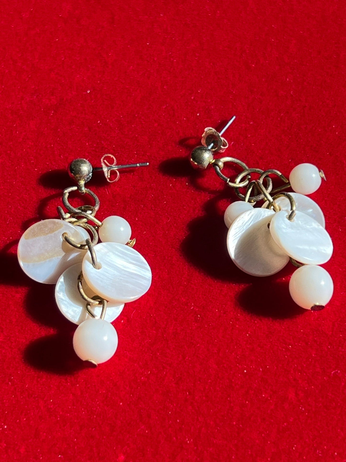 Vintage White Opalescent Cha Cha Earrings, Drop Earring, Jewelry, Dangling Earrings, Lover Antiques and Vintage