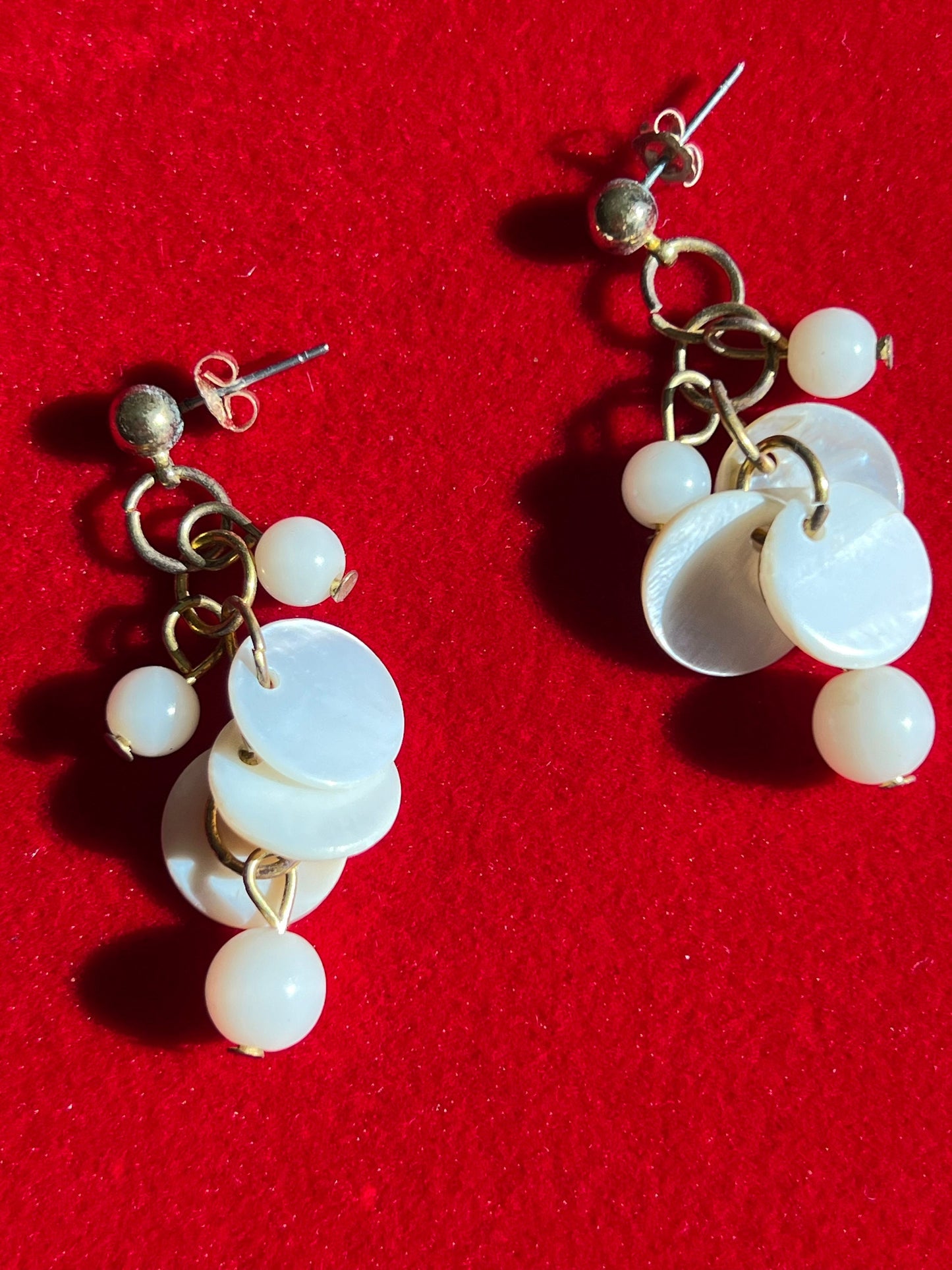 Vintage White Opalescent Cha Cha Earrings, Drop Earring, Jewelry, Dangling Earrings, Lover Antiques and Vintage