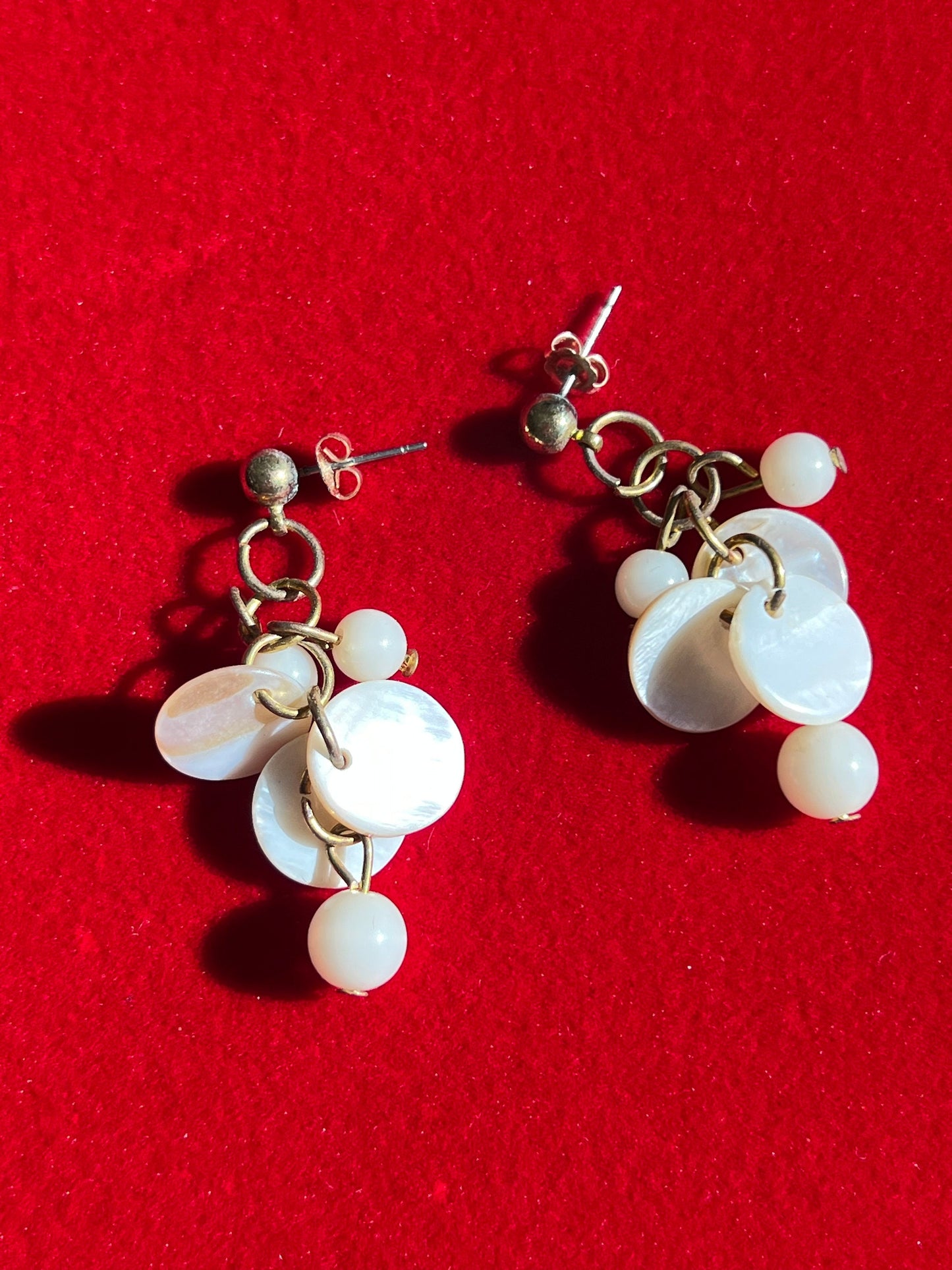 Vintage White Opalescent Cha Cha Earrings, Drop Earring, Jewelry, Dangling Earrings, Lover Antiques and Vintage