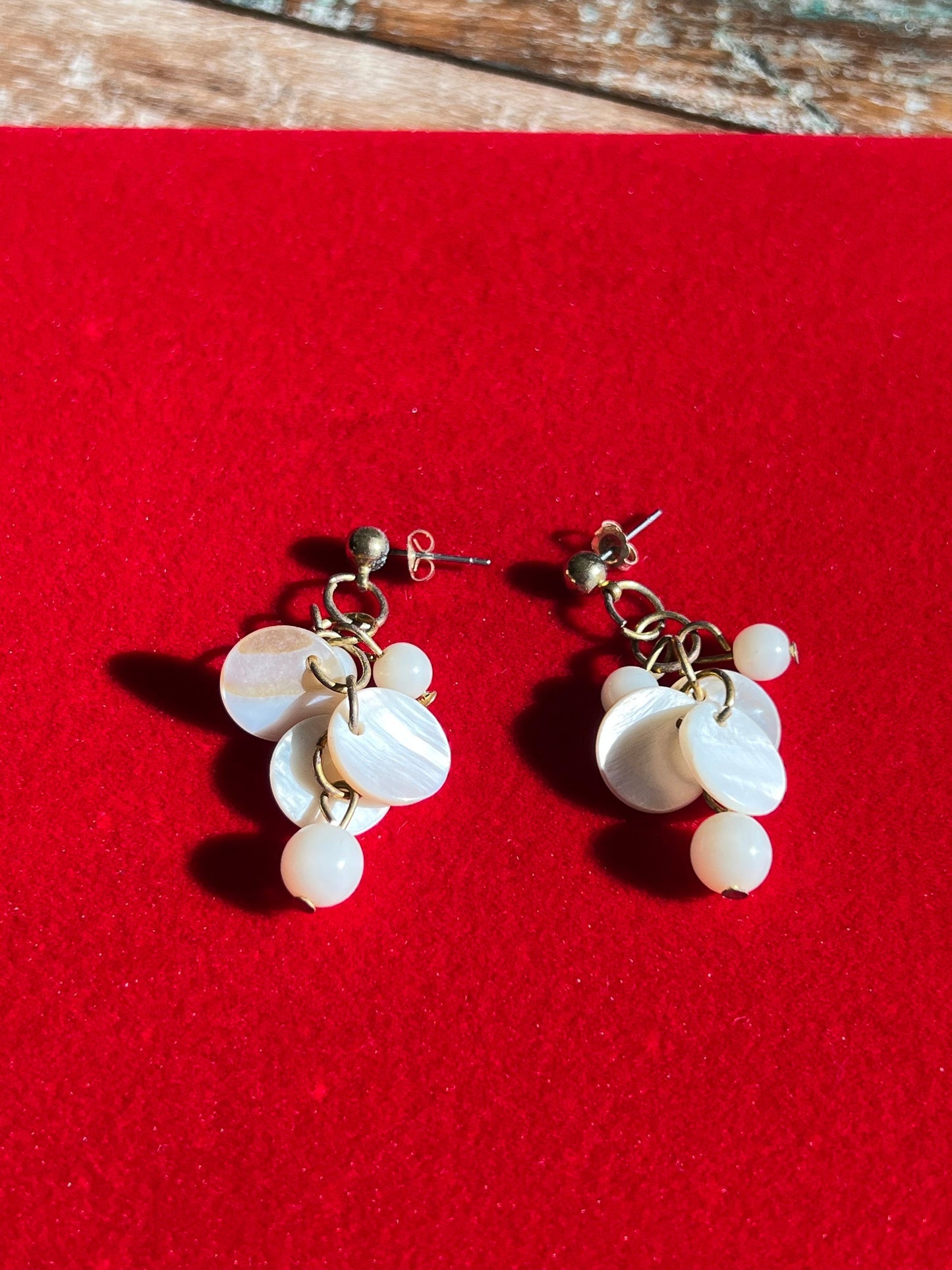 Vintage White Opalescent Cha Cha Earrings, Drop Earring, Jewelry, Dangling Earrings, Lover Antiques and Vintage