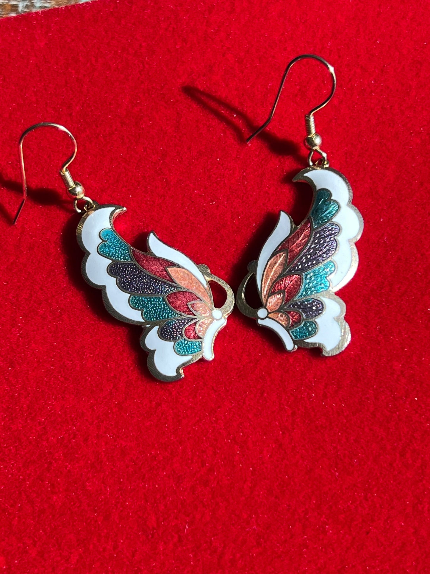 Vintage Butterfly Enameled Earrings, Swirl Earring, Jewelry, Twist Earrings, Lover Antiques and Vintage