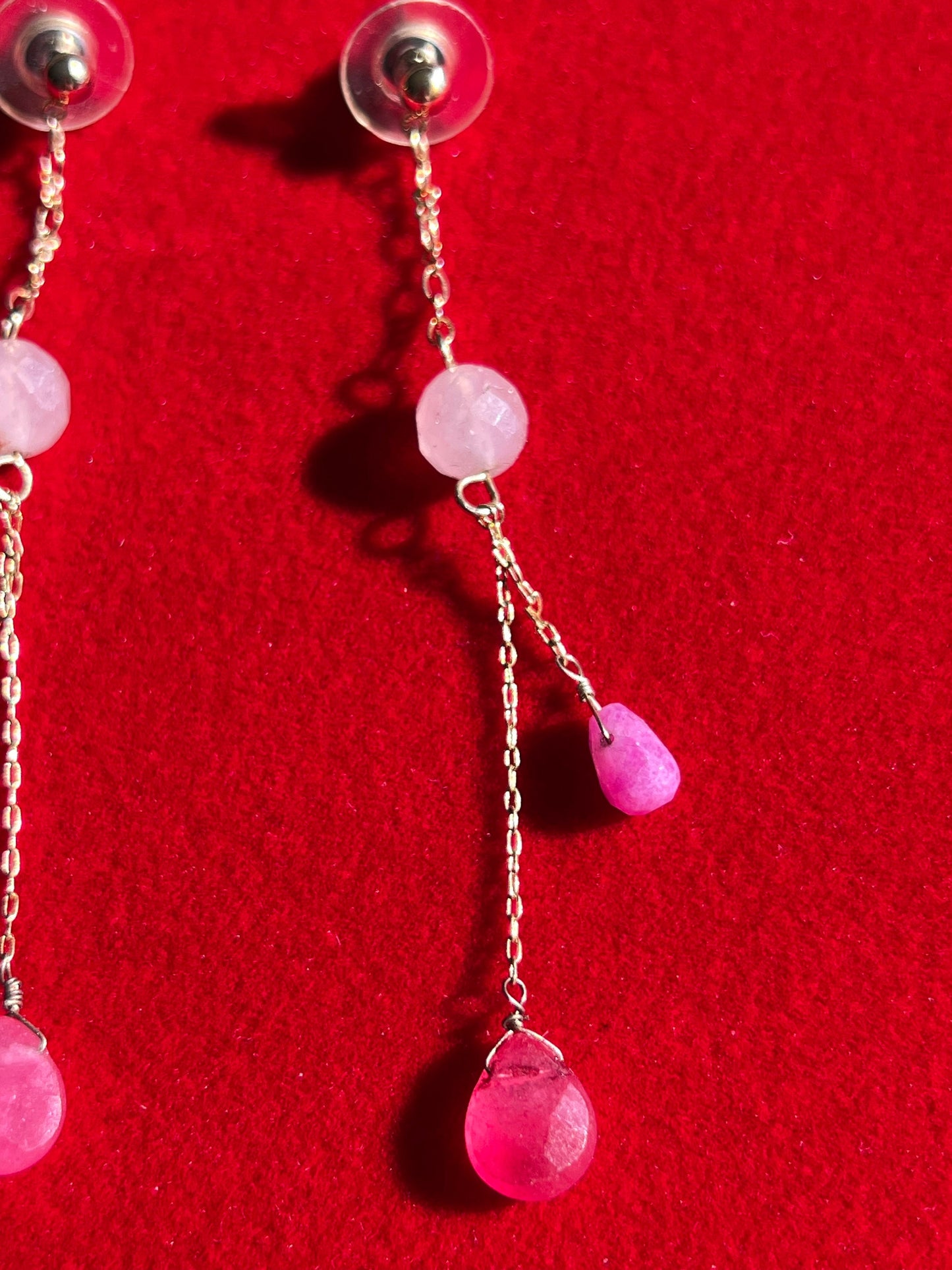 Vintage Pink Dangle Earrings, Multiple  Earring, Jewelry, Twist Earrings, Lover Antiques and Vintage