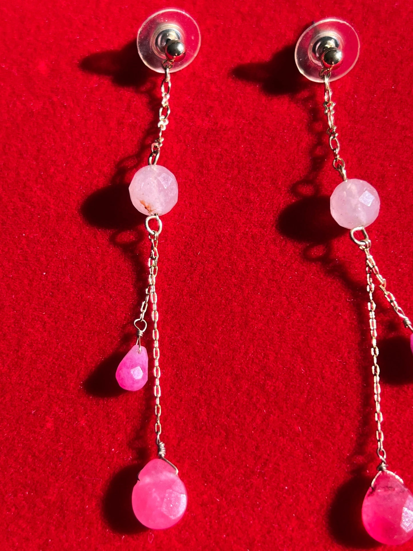 Vintage Pink Dangle Earrings, Multiple  Earring, Jewelry, Twist Earrings, Lover Antiques and Vintage