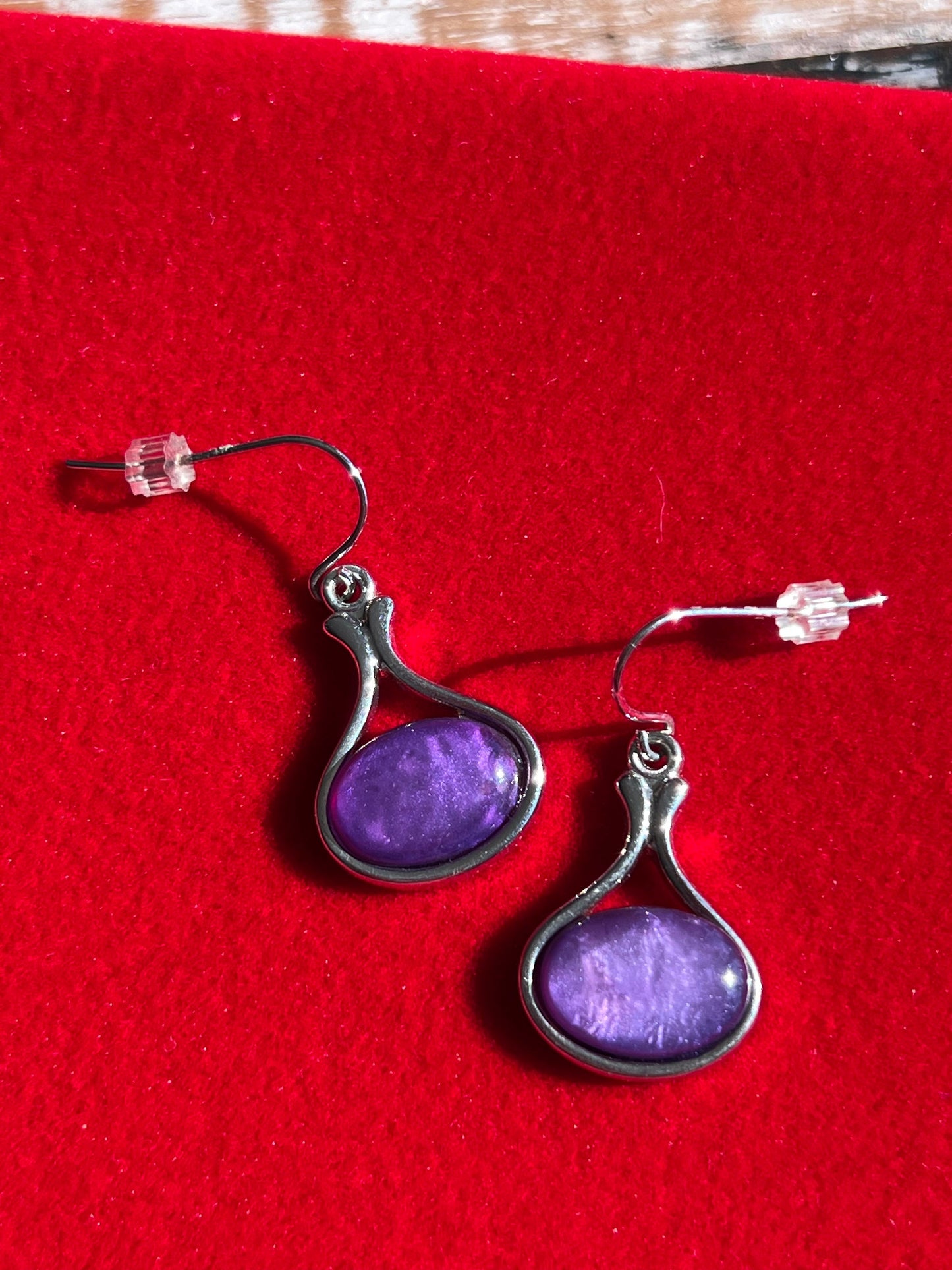 Vintage Purple and Silver Tear Drop Earrings, deep purple Earrings, Jewelry, Shape Drop Earrings, Lover Antiques and Vintage