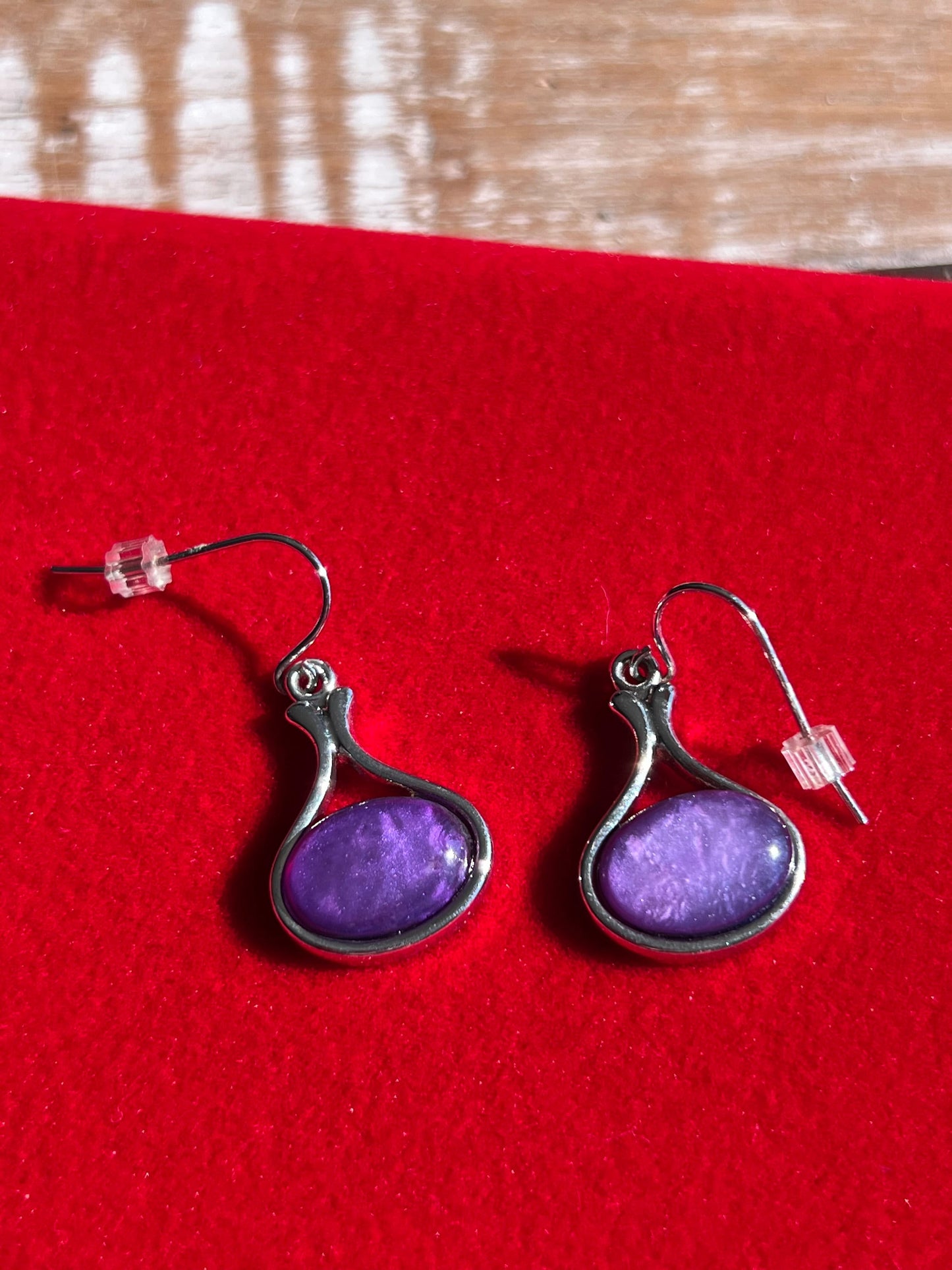 Vintage Purple and Silver Tear Drop Earrings, deep purple Earrings, Jewelry, Shape Drop Earrings, Lover Antiques and Vintage