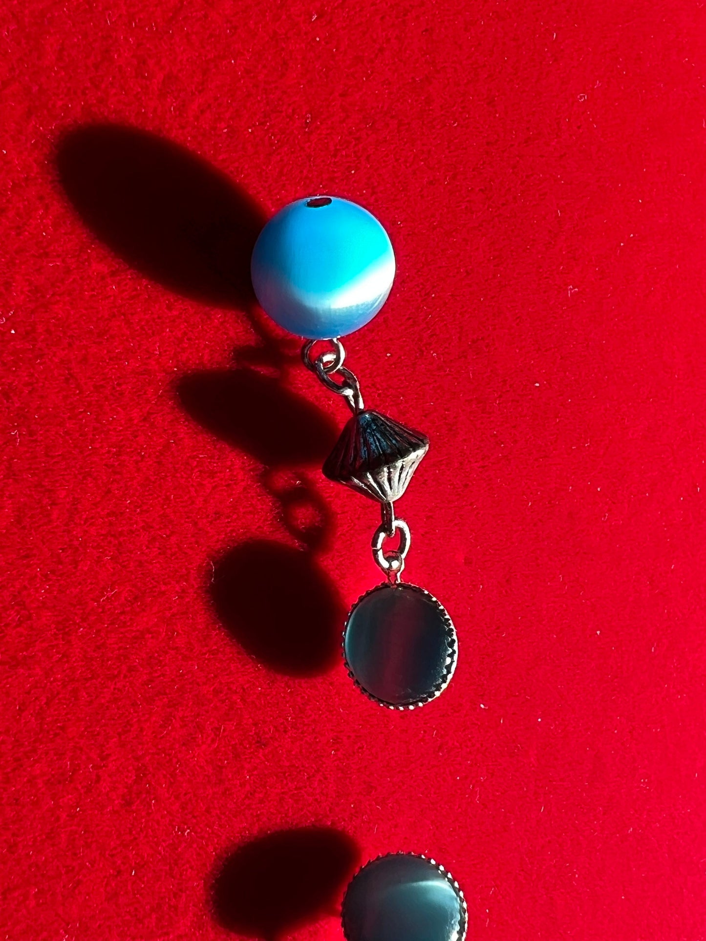 Vintage Sea Blue Glass Earrings, Dangle Earrings, Pretty Blue Earring, Jewelry, Twist Earrings, Lover Antiques and Vintage