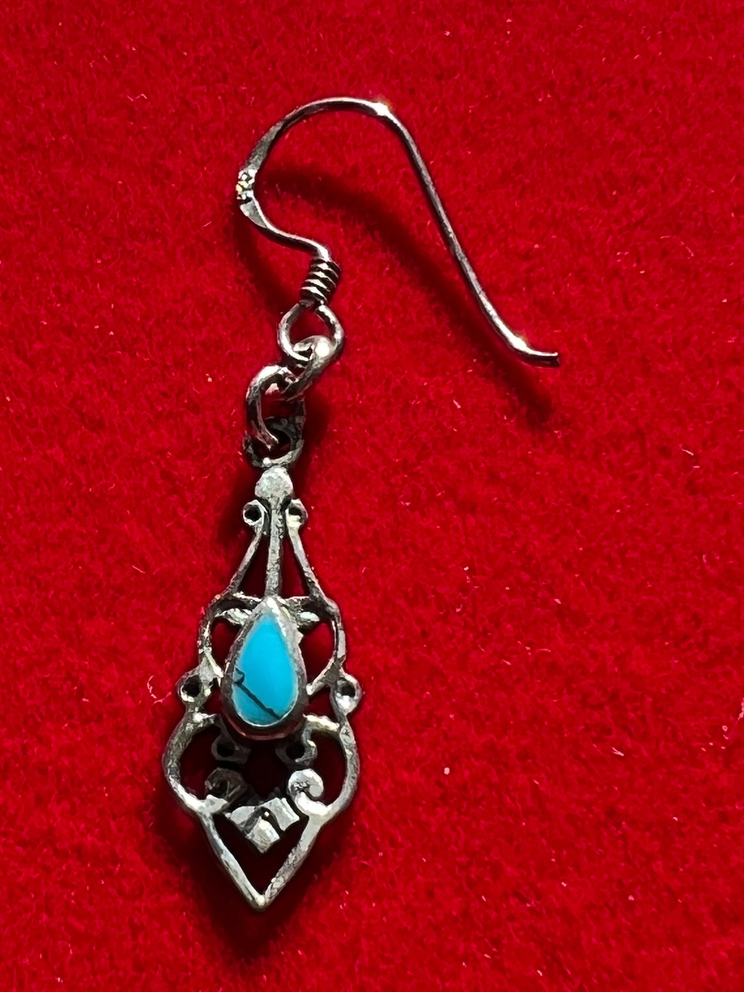Vintage Silver and Turquoise Earrings, Swirl Earring, Jewelry, Twist Earrings, Lover Antiques and Vintage
