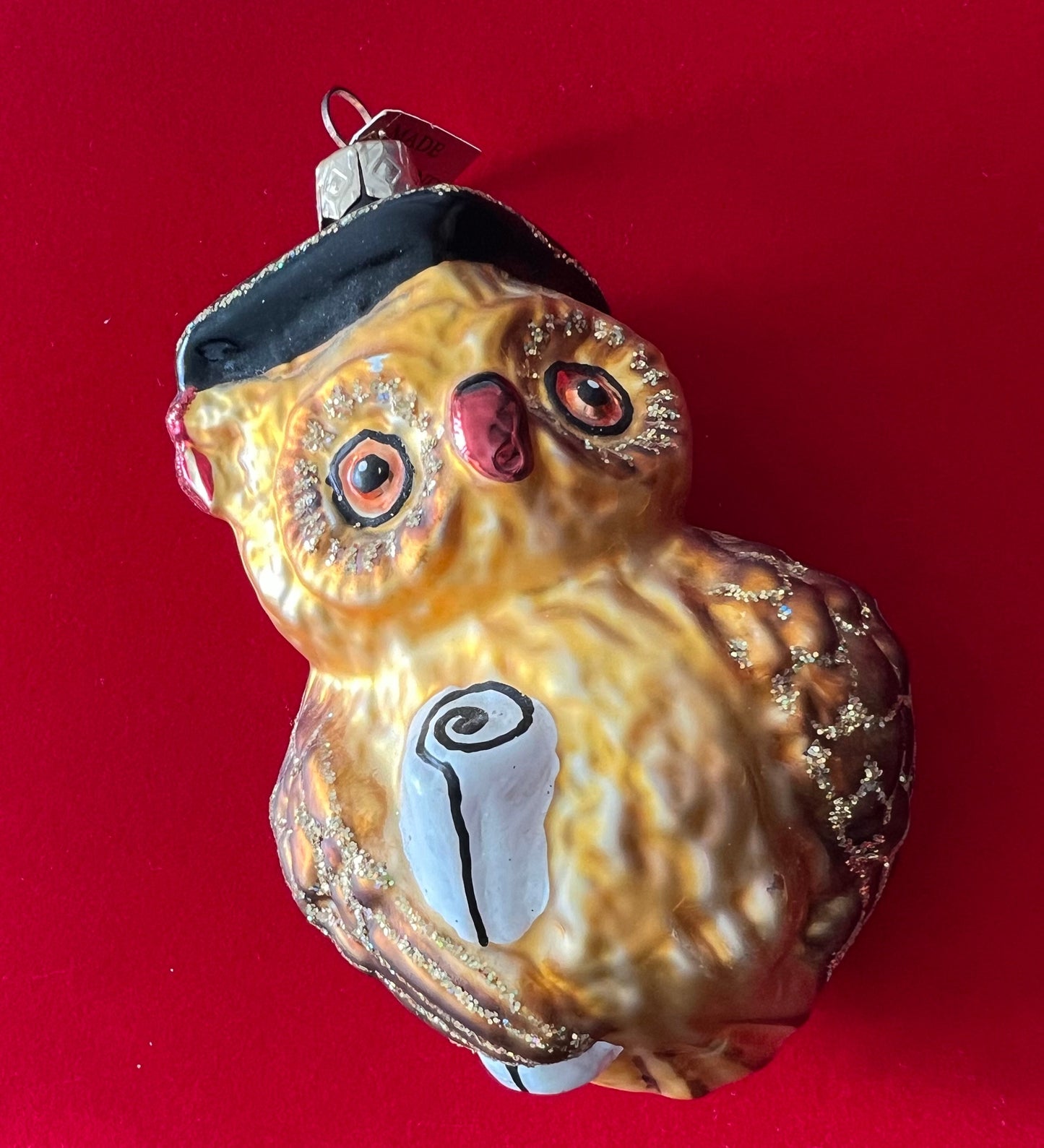 Vintage Owl With Diploma, Made in Poland, Owl Ornament, Graduate Class Owl, Christmas Holiday Retired Ornaments, Lover Antiques and Vintage