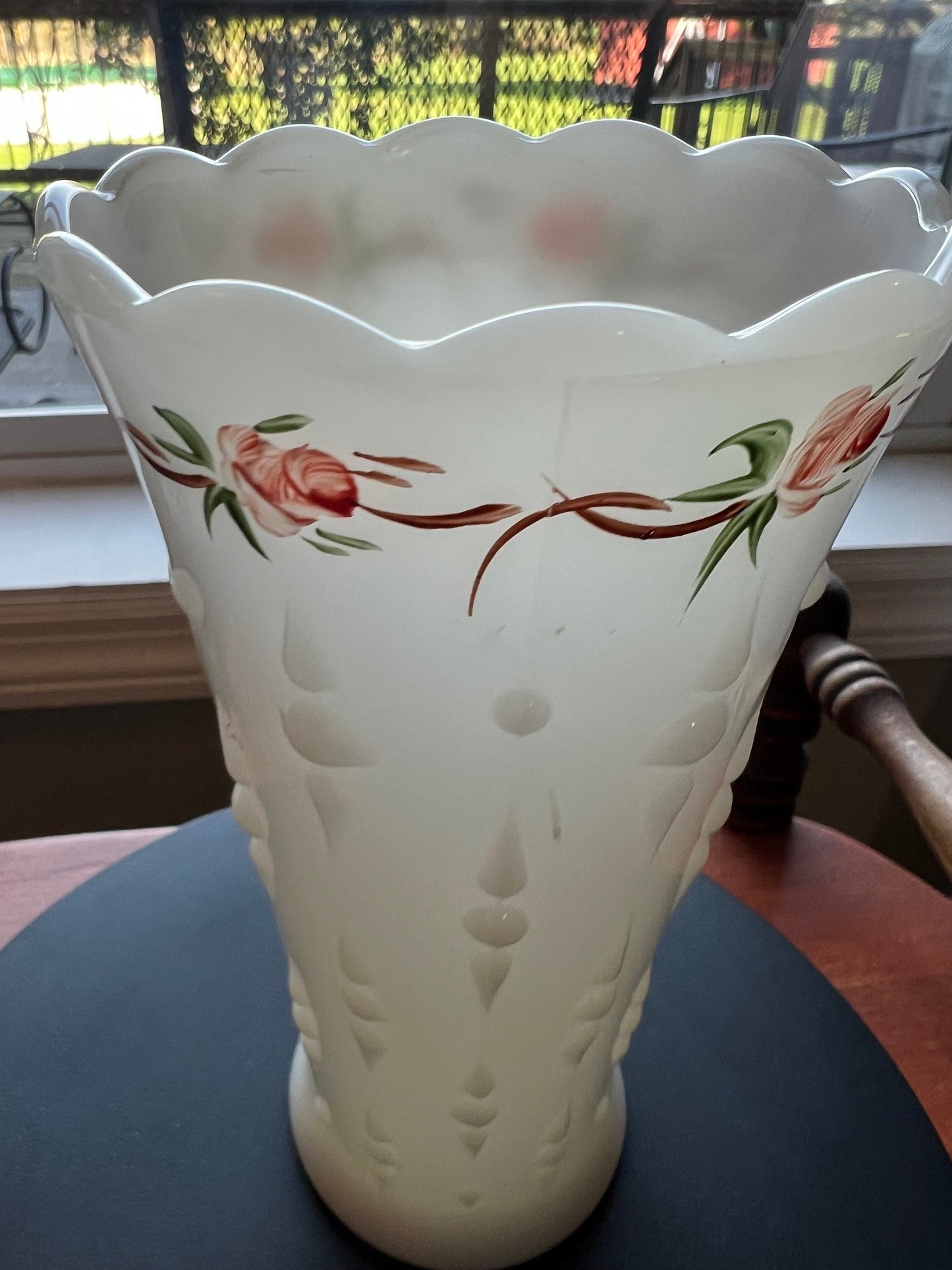 Vintage Hand Painted White Milk Glass Vase signed 20 Art Glass, Lover Antiques and Vintage