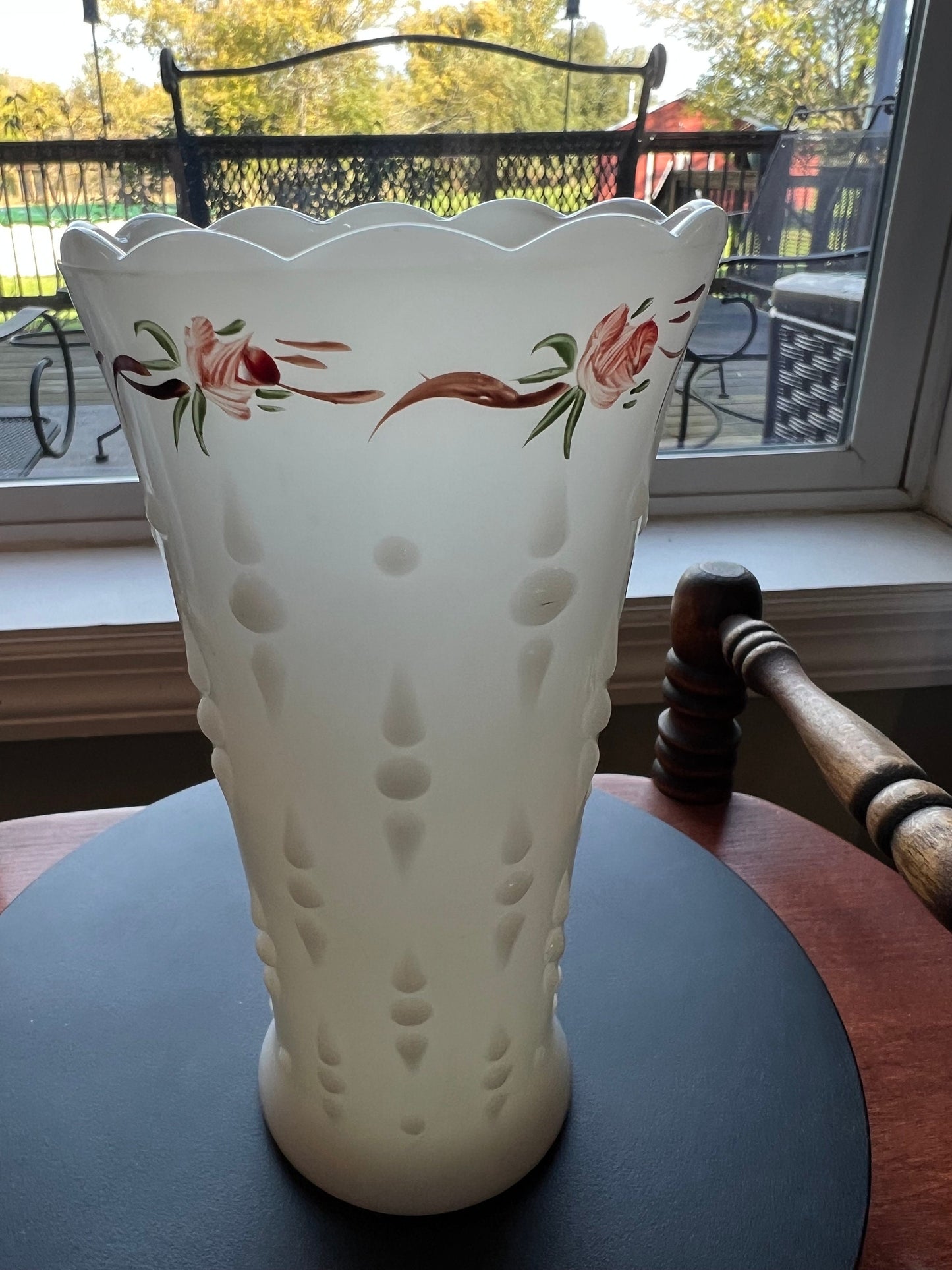 Vintage Hand Painted White Milk Glass Vase signed 20 Art Glass, Lover Antiques and Vintage