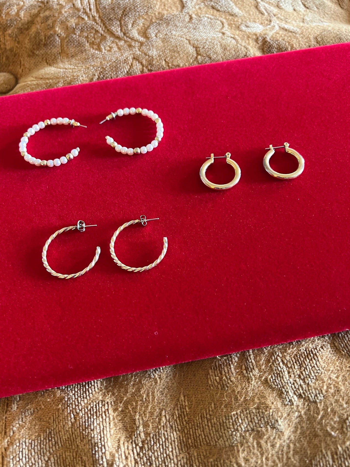 Vintage Hoop Earrings Set of 3, Hoops Jewelry Collection, earrings large medium small hoops, jewelry, Lover Antiques and Vintage