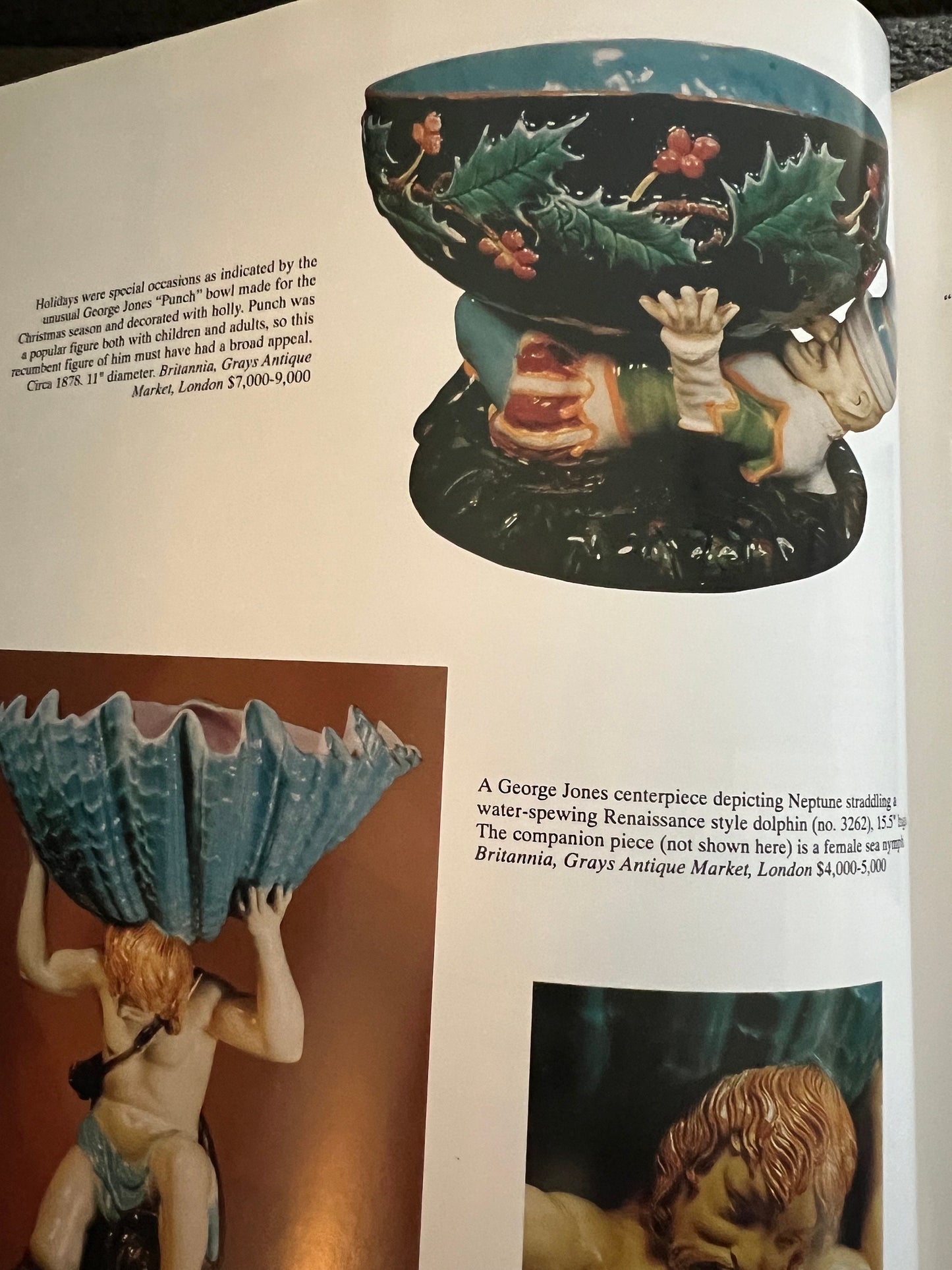 Majolica Figures Hardcover Book, with Values, Ceramics Guide, by Helen Cunningham, Ceramics book, Lover Antiques