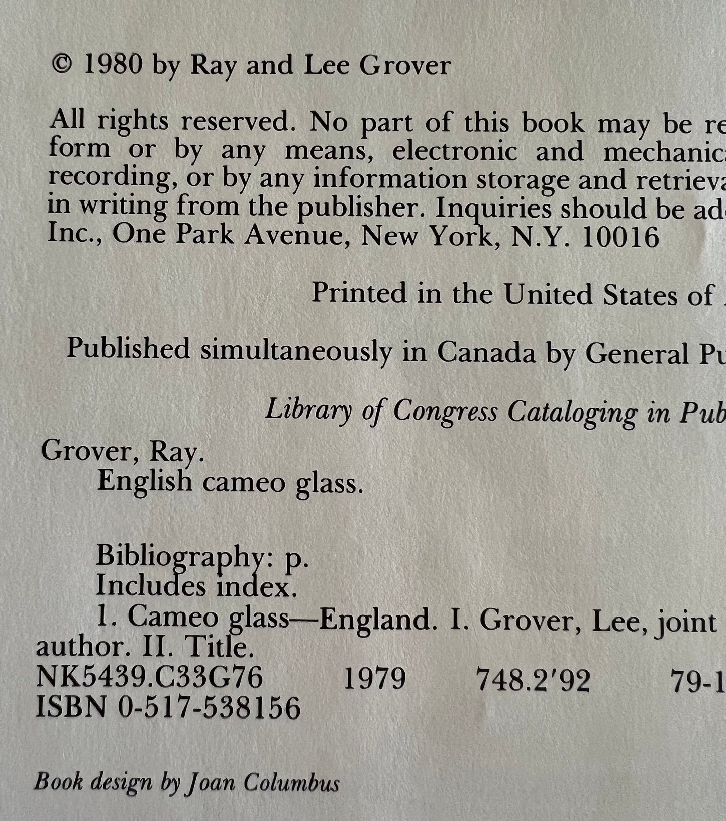 Vintage English Cameo Glass Book, by Ray and Lee Grover, Cameo Glass Guide, First Edition 1980, Lover Antiques and Vintage
