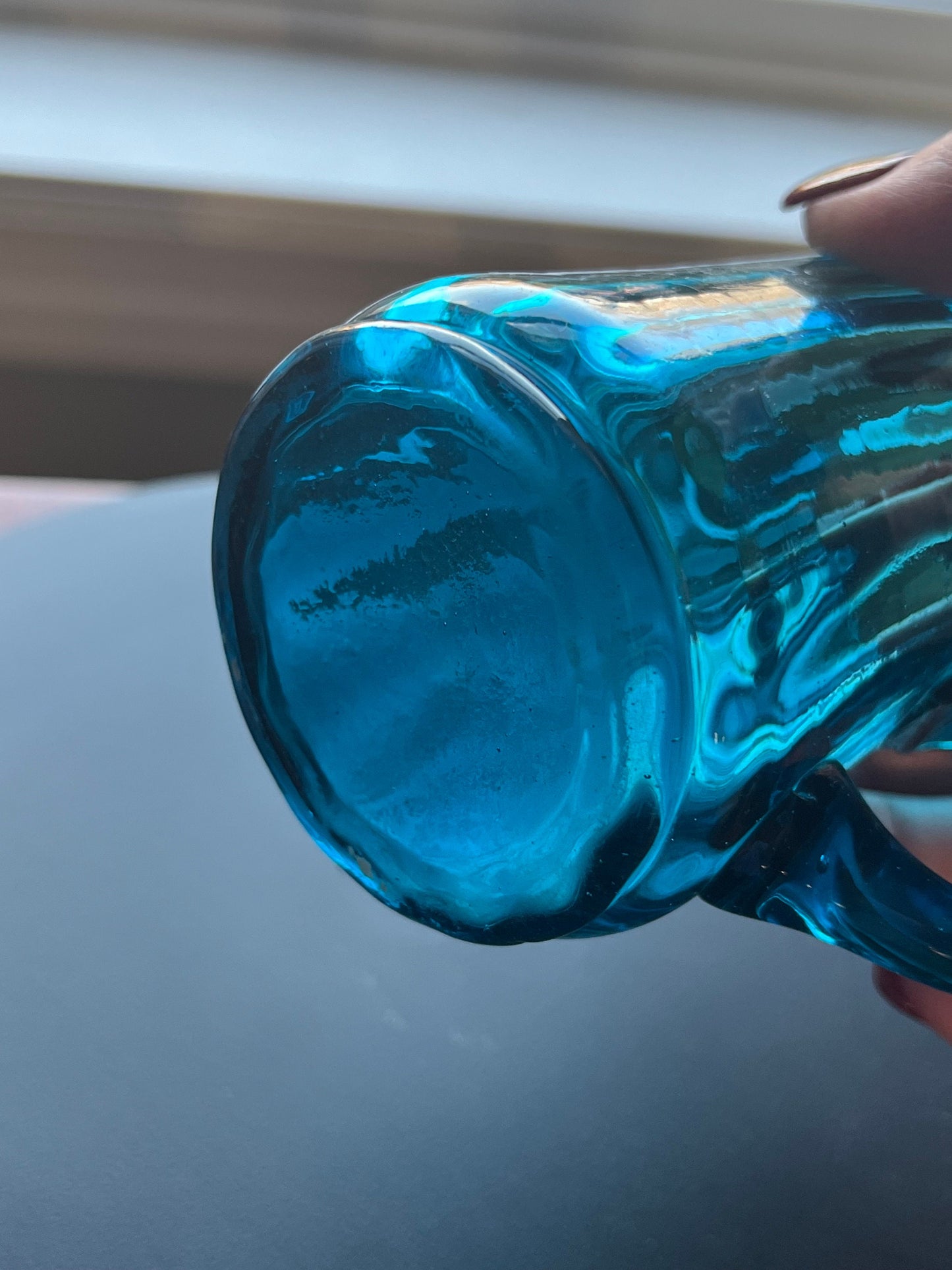 Vintage Blue Glass Cup, Blue Glass with Handle, Lover Antiques and Vintage