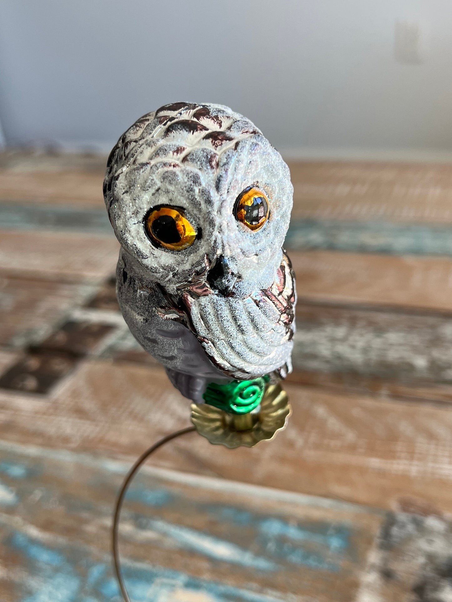 Vintage Owl Ornament, Glass Clip On, Christmas Holiday Retired Ornaments Lover Antiques and Vintage
