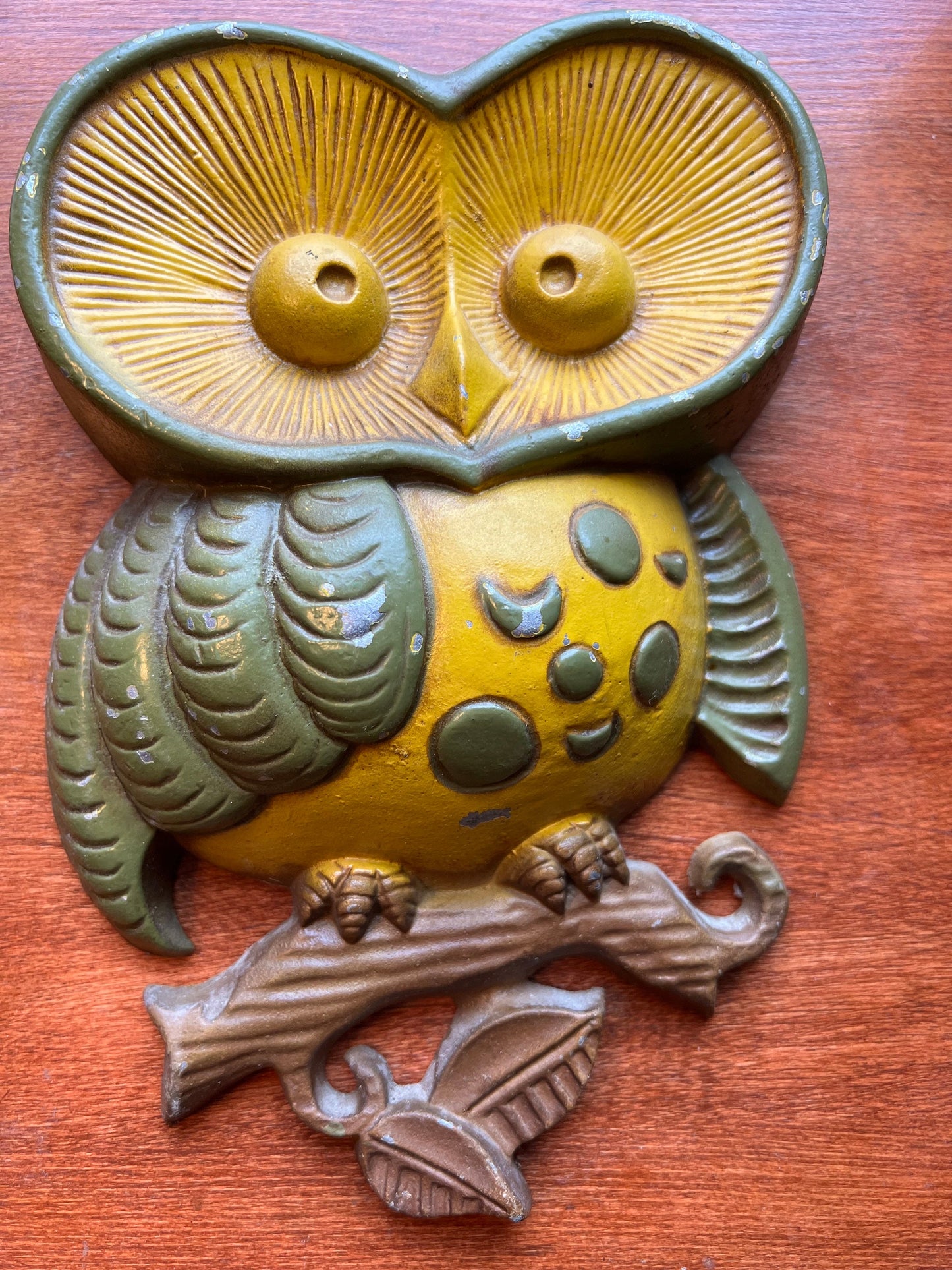 Vintage Pair of Sexton Owl Metal Wall Art, Cast Metal Owls, Owl Art, Green Owls, Vintage Wall Art, Lover Antiques and Vintage