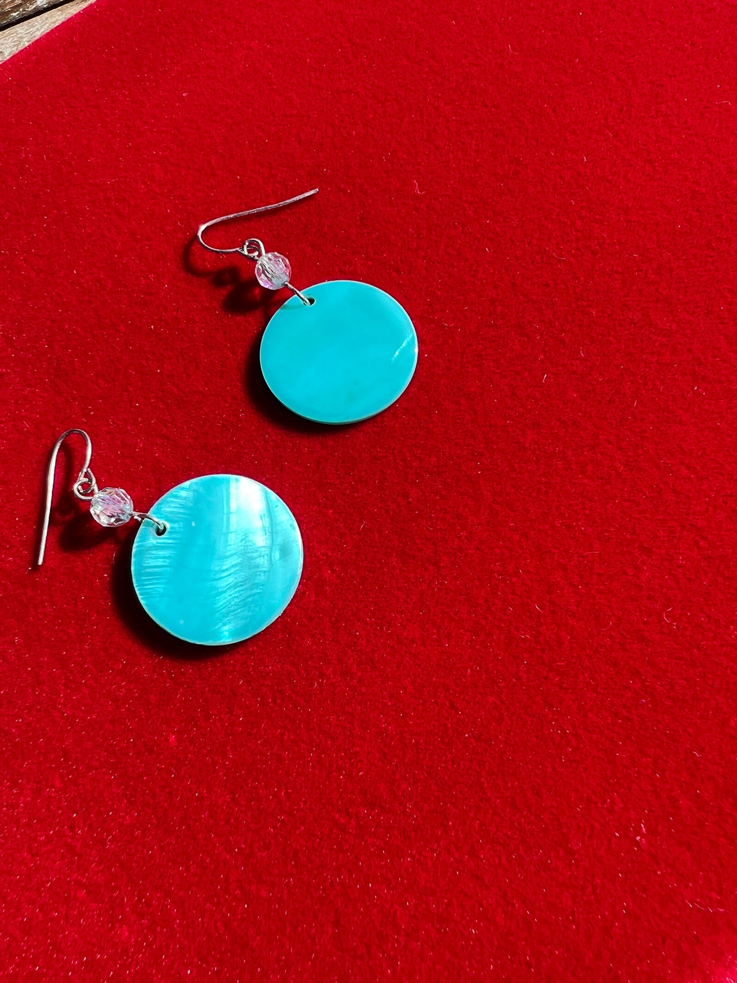 Vintage Blue Circle Opalescent and Green Hoop Earrings, Jewelry, 2 pair of Earrings, Lover Antiques and Vintage