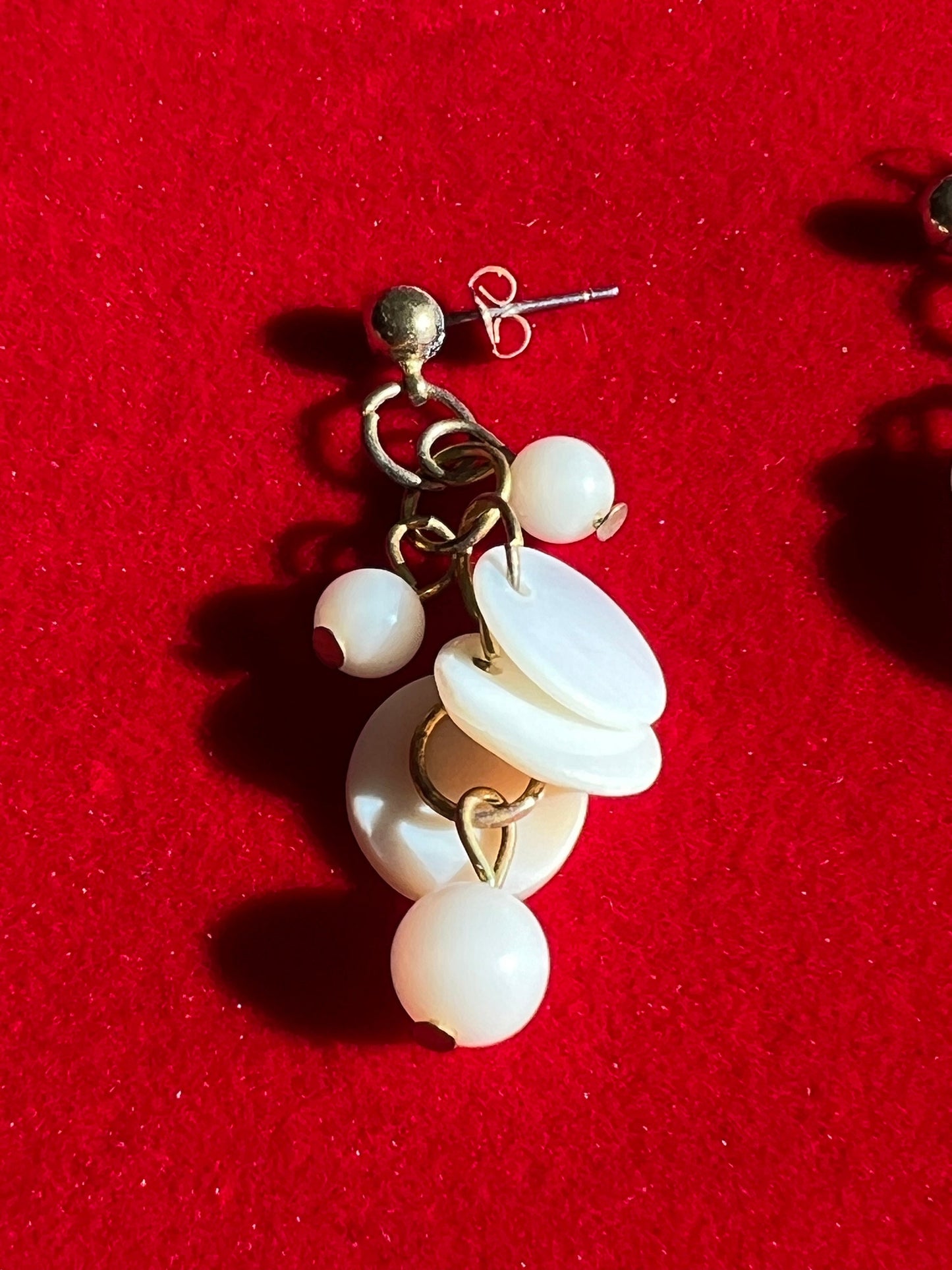 Vintage White Opalescent Cha Cha Earrings, Drop Earring, Jewelry, Dangling Earrings, Lover Antiques and Vintage