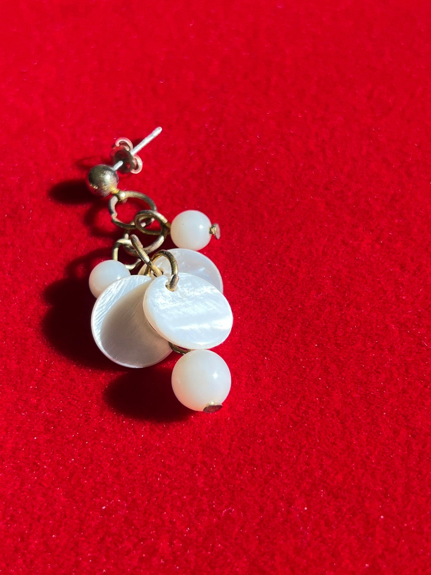 Vintage White Opalescent Cha Cha Earrings, Drop Earring, Jewelry, Dangling Earrings, Lover Antiques and Vintage