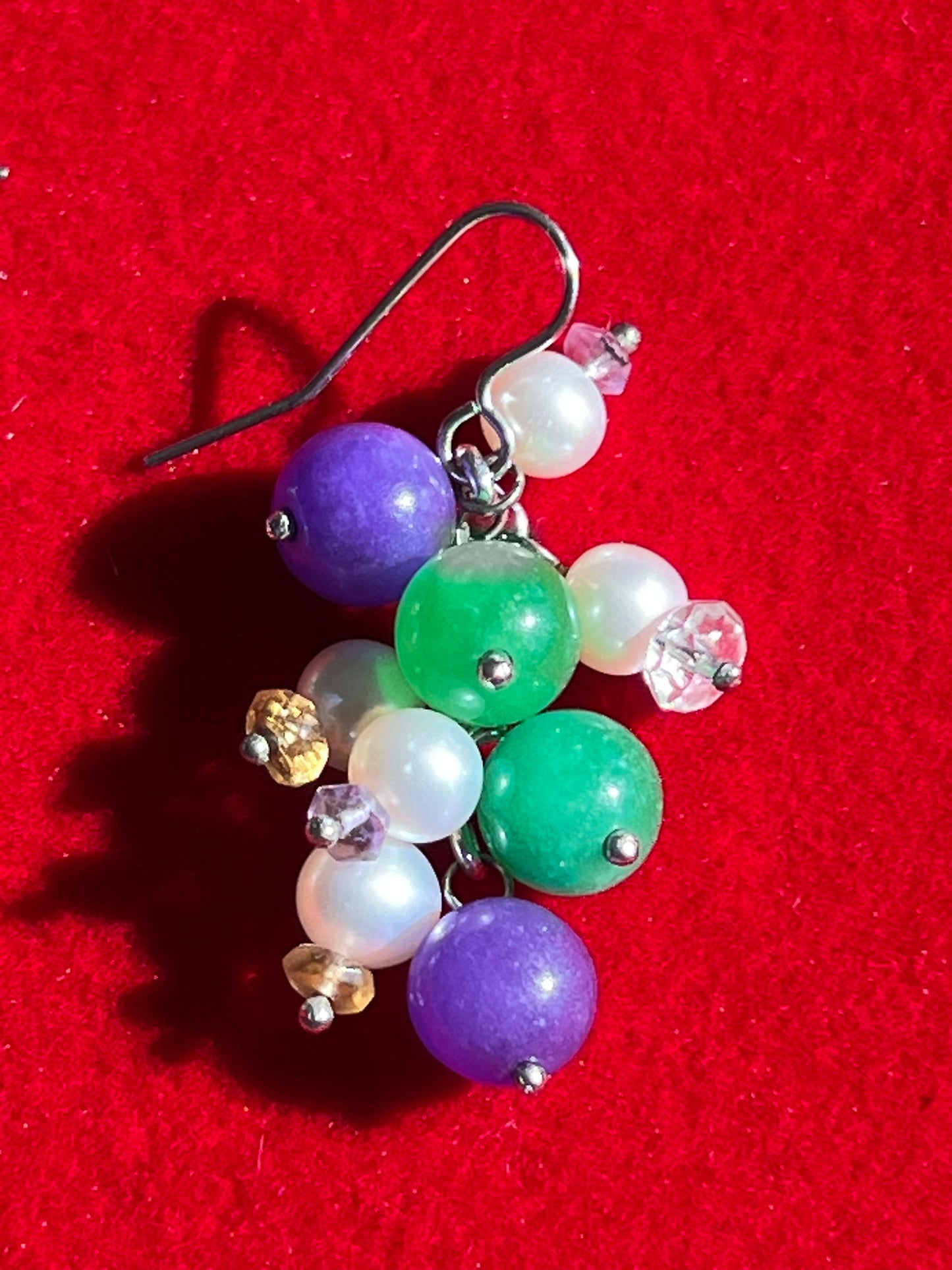 Vintage Purple Green White Cha Cha Earrings, Swirl Earring, Jewelry, Twist Earrings, Lover Antiques and Vintage