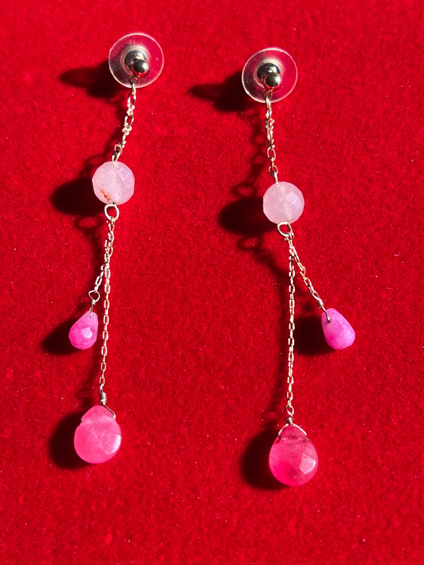 Vintage Pink Dangle Earrings, Multiple  Earring, Jewelry, Twist Earrings, Lover Antiques and Vintage