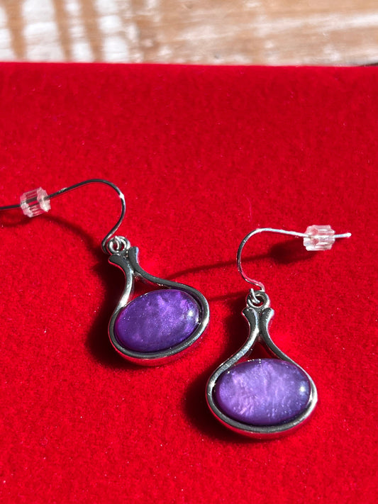Vintage Purple and Silver Tear Drop Earrings, deep purple Earrings, Jewelry, Shape Drop Earrings, Lover Antiques and Vintage