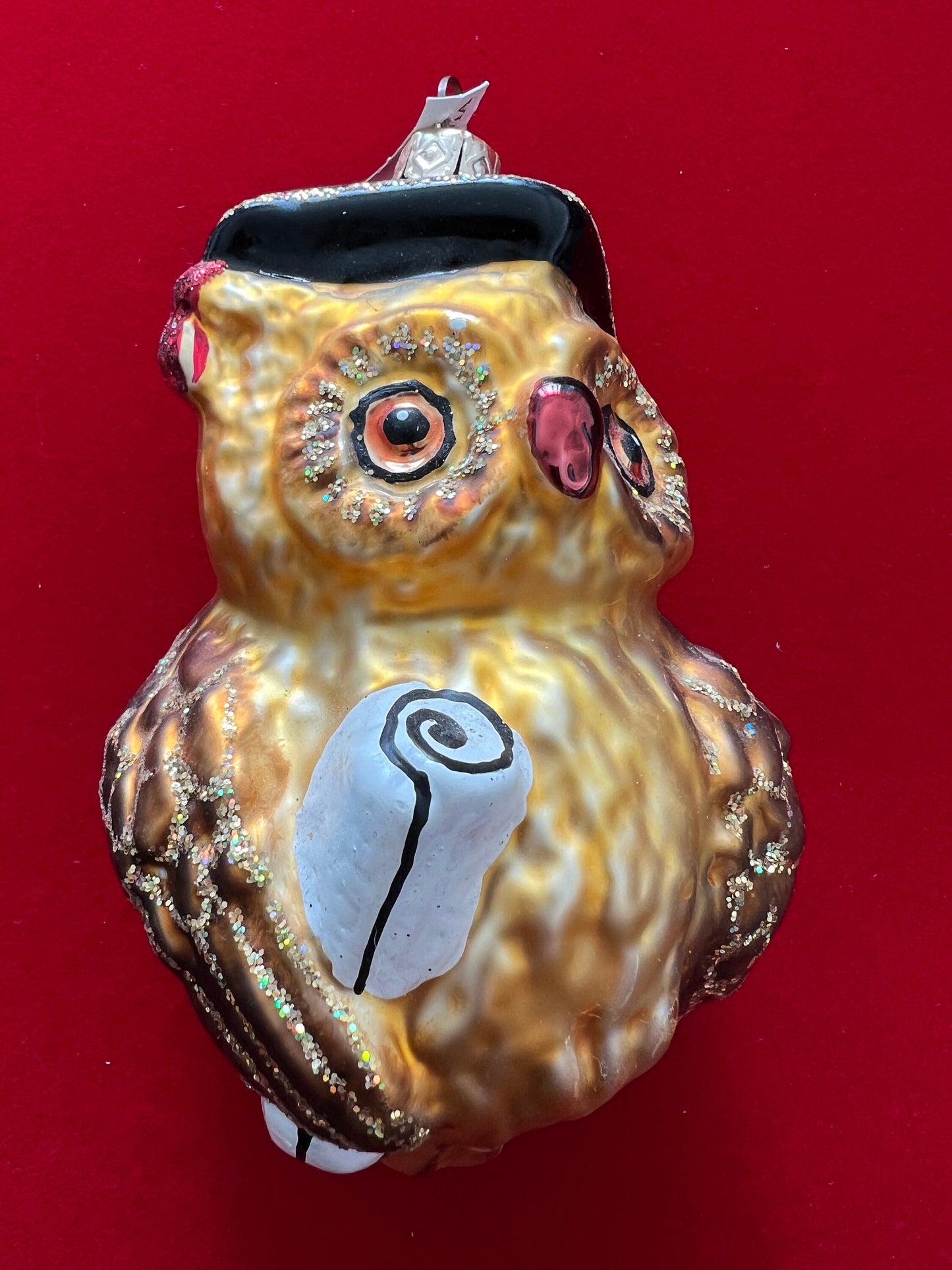 Vintage Owl With Diploma, Made in Poland, Owl Ornament, Graduate Class Owl, Christmas Holiday Retired Ornaments, Lover Antiques and Vintage