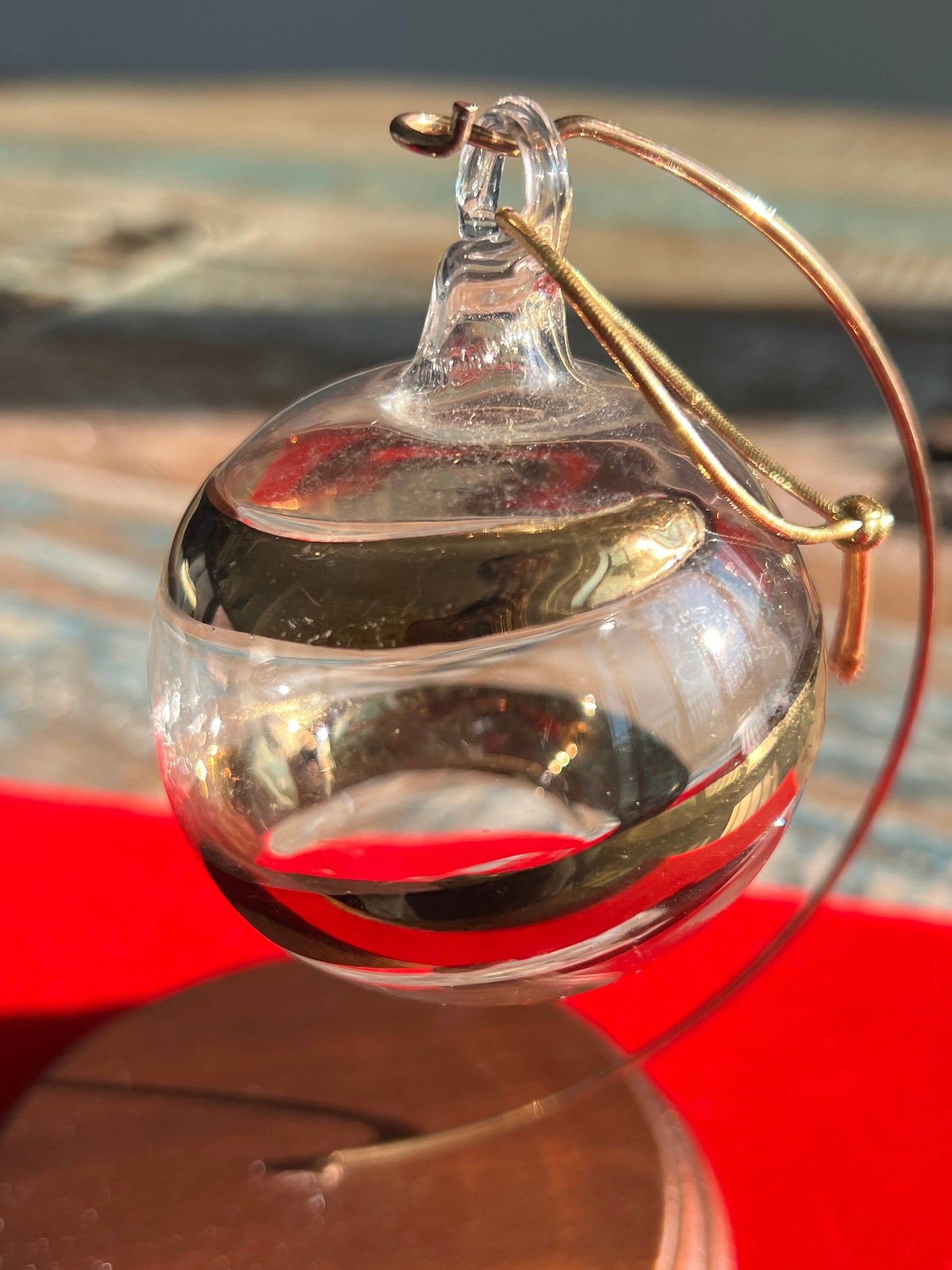 Vintage Gold Glass Ball Christmas Ornament, Glass Gold Swirl, Made in Italy, Glass Art, Christmas Holiday, Lover Antiques