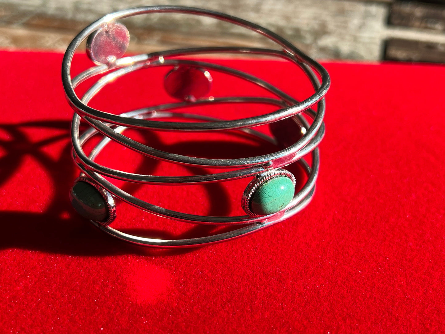 Vintage Silver and Turquoise Style Cuff Bracelet, Arm Bracelet,