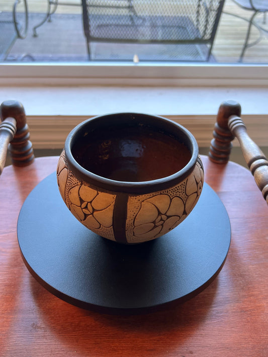 Vintage Weller Claywood Daisy Vase, Jardinere Pot, Burnt Wood Vase, Lover Antiques and Vintage