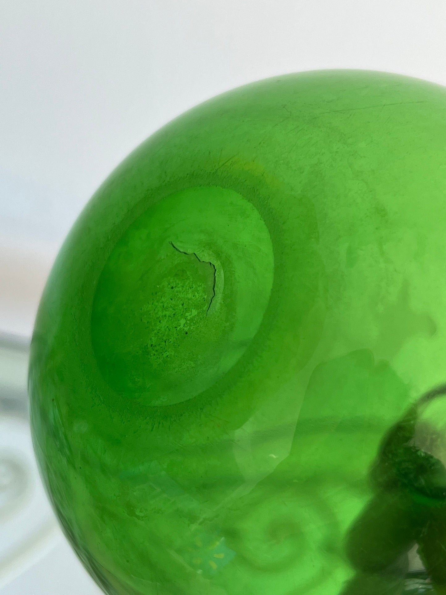 Vintage Emerald Green Glass Bottle with Stopper, Green Glass Decanter, Lover Antiques and Vintage