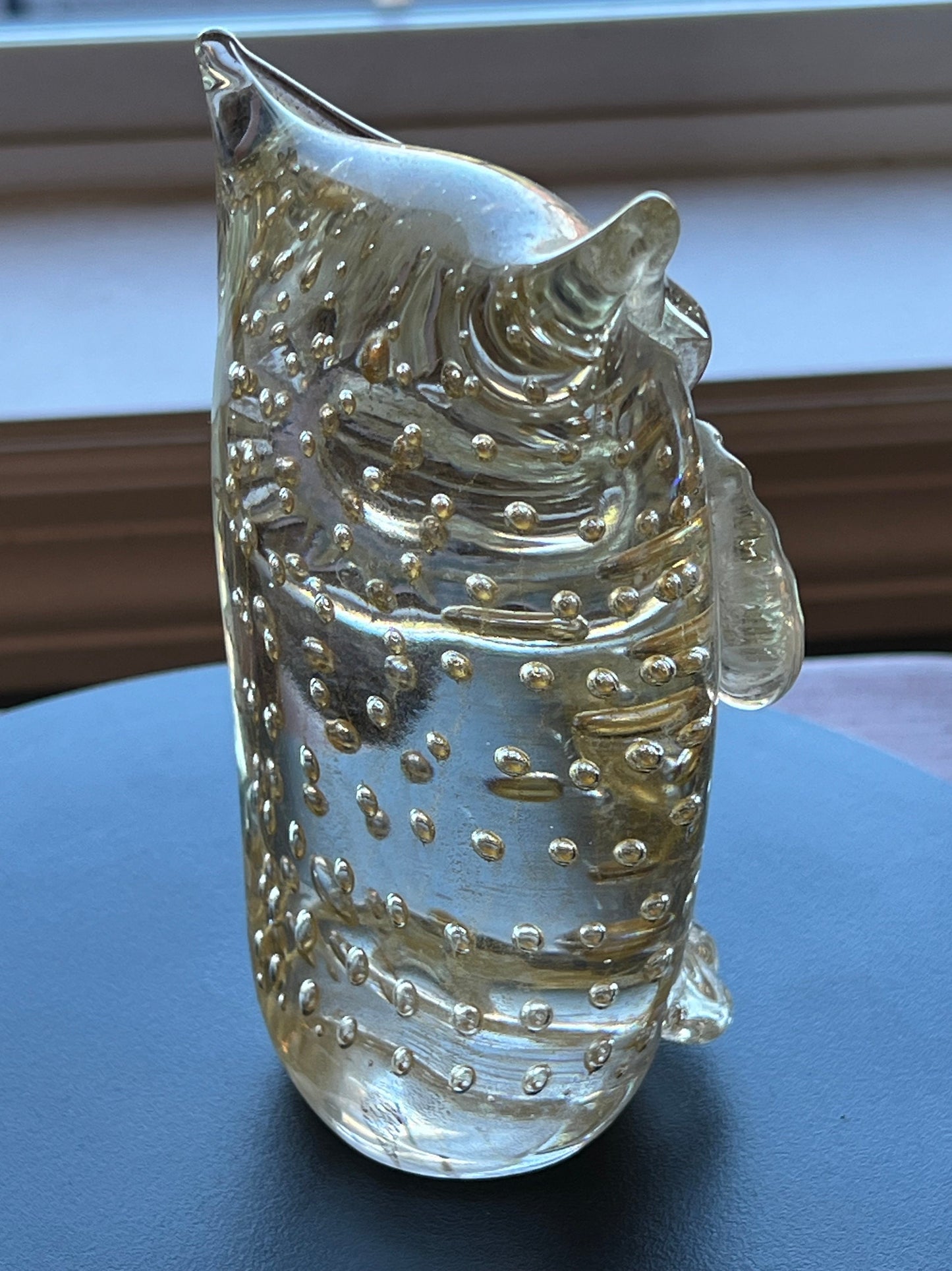 Vintage Murano Owl, Gold Infused Glass, Italy Owl Sculpture, Owl Figurine, Art Glass, Lover Antiques and Vintage